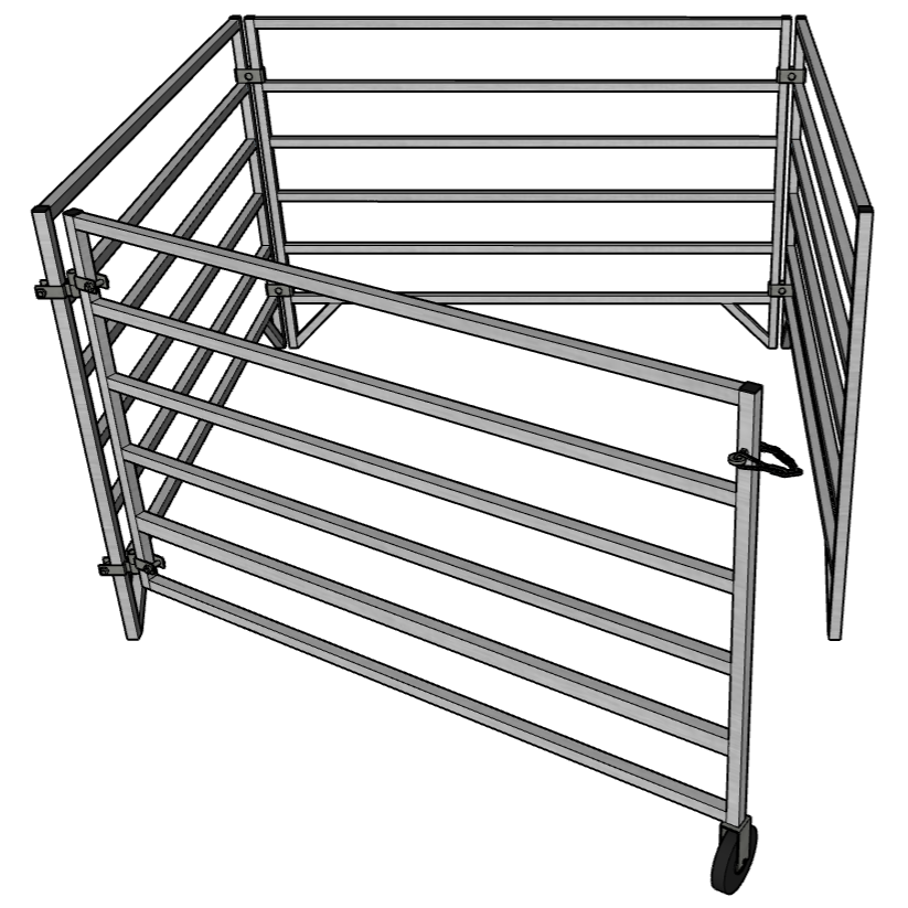 5 Ft x 5 Ft Aluminum Horse Stall Kit with 6 Rails, 3 Panels & 1 Gate - Includes Shade Canopy for Outdoor Horse Shelter, Pasture & Stable Use