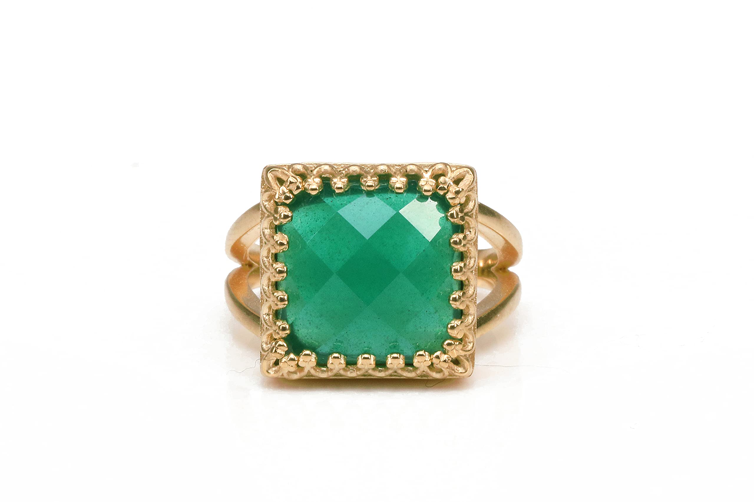 Exquisite 14K Rose Gold Filled Green Onyx Ring for Women - Handmade Dainty Onyx Jewelry - Perfect for Birthdays, Anniversaries & Everyday Wear - Elegant Gift for Her - Ideal for Office, Date Night & Special Occasions