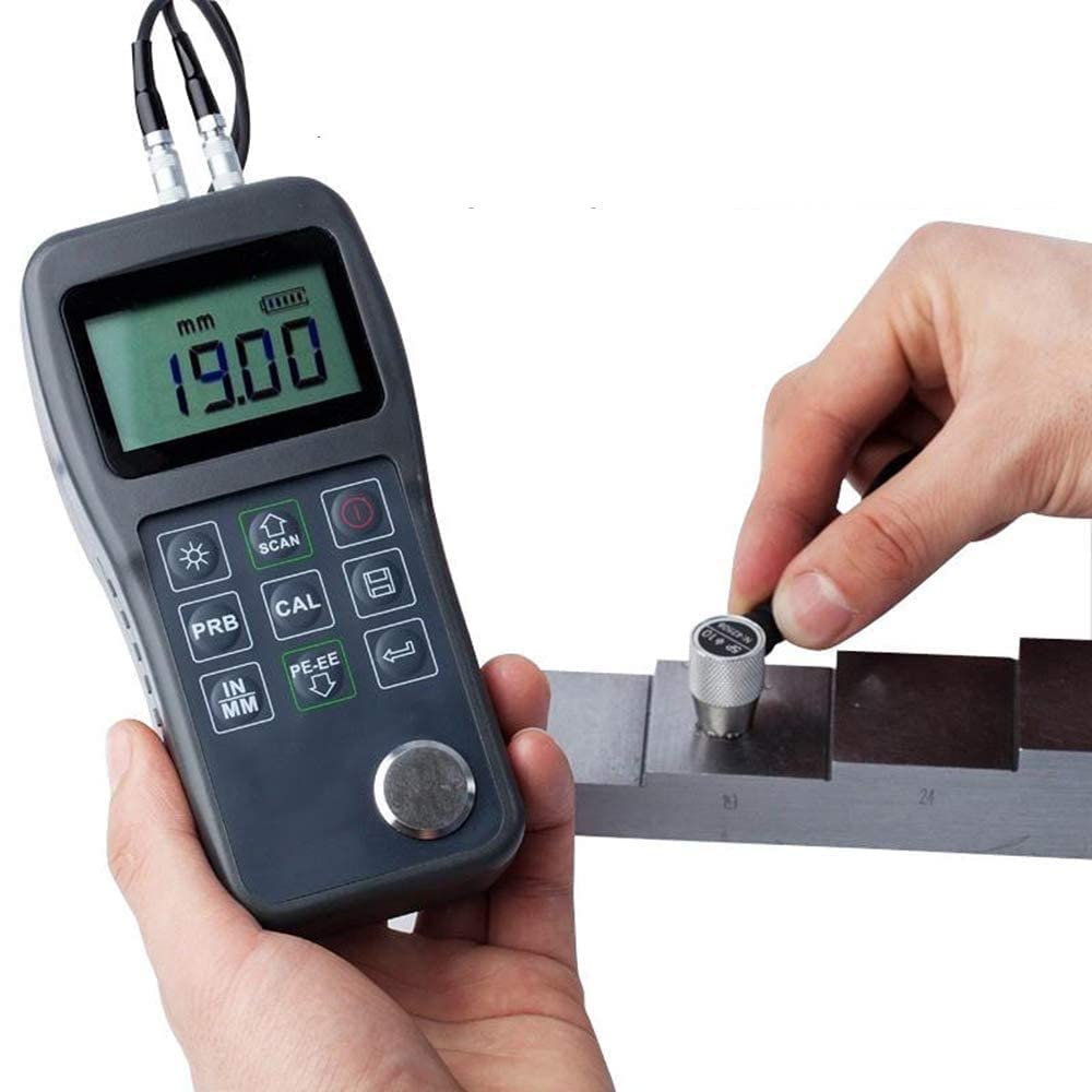 Digital Ultrasonic Thickness Gauge 0.65-600mm (0.025-23.62in) for Steel, Aluminum, Copper - Paint Through Measurement, Pulse Echo Mode - Ideal for Metal Inspection, Welding & Corrosion Testing