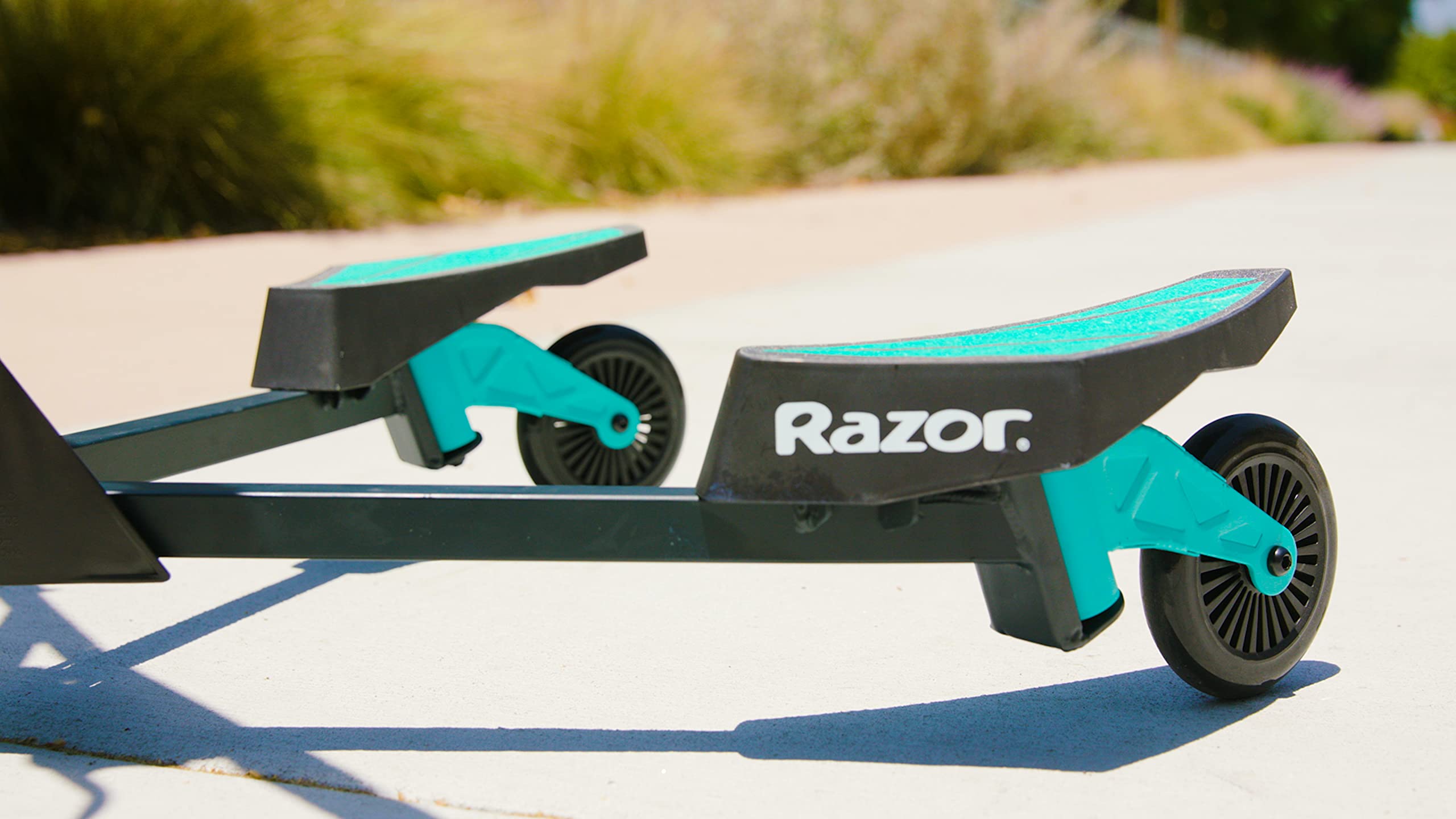 Razor DeltaWing Kick Scooter for Kids & Adults - Lightweight Aluminum Frame, Smooth Ride, Black/Mint Green - Perfect for Commuting, Neighborhood Fun & Outdoor Adventures