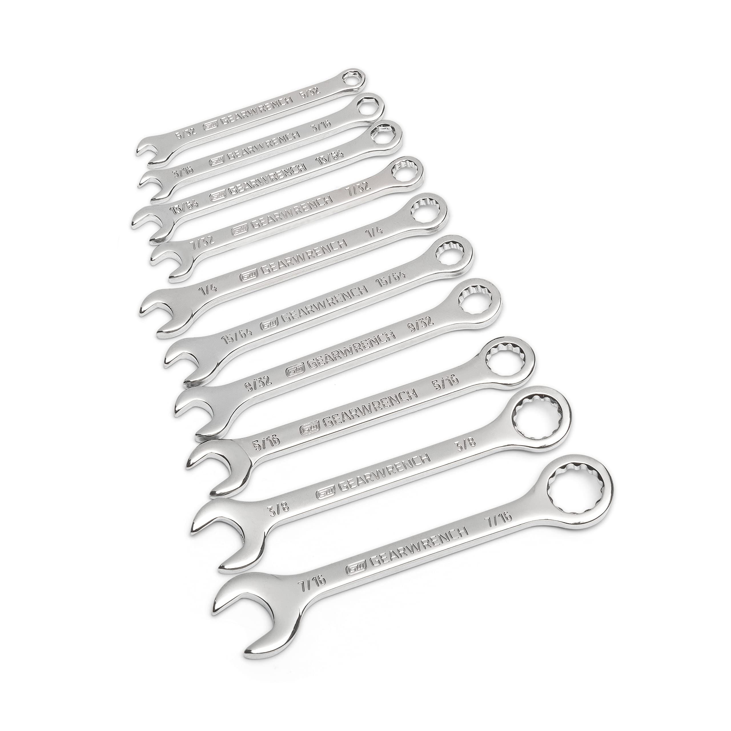 GEARWRENCH 10-Piece SAE Midget Combination Wrench Set (86560) - Compact Tool Kit for Tight Spaces, Automotive & DIY Repairs
