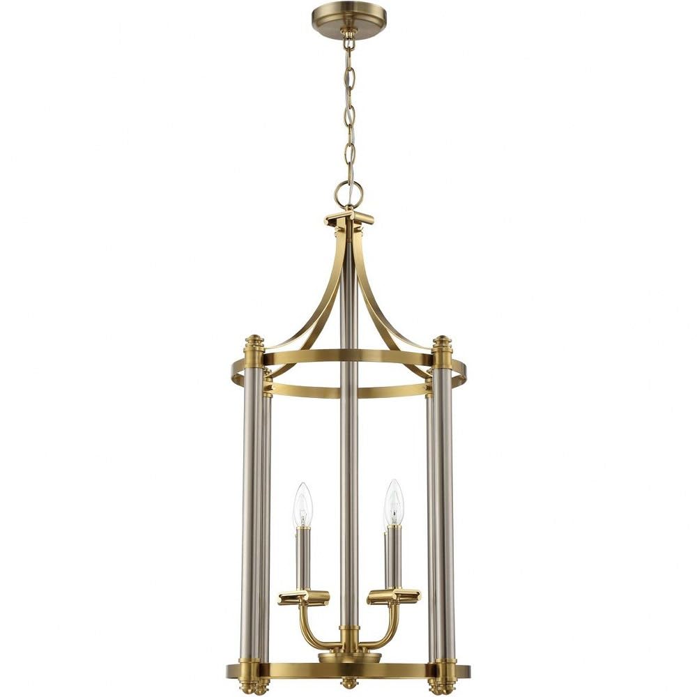 Craftmade 54834-BNKSB Stanze 4-Light Candle Pendant Chandelier - 240W, Brushed Polished Nickel & Satin Brass Finish, 34