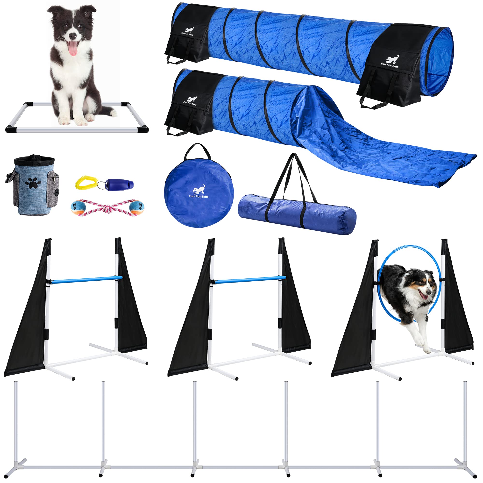 Premium Dog Agility Training Equipment Set - Adjustable Obstacle Course for Small & Large Dogs | Professional Puppy Training Tools for Backyard, Park & Competition Use | Fun Exercise & Agility Practice for Pets