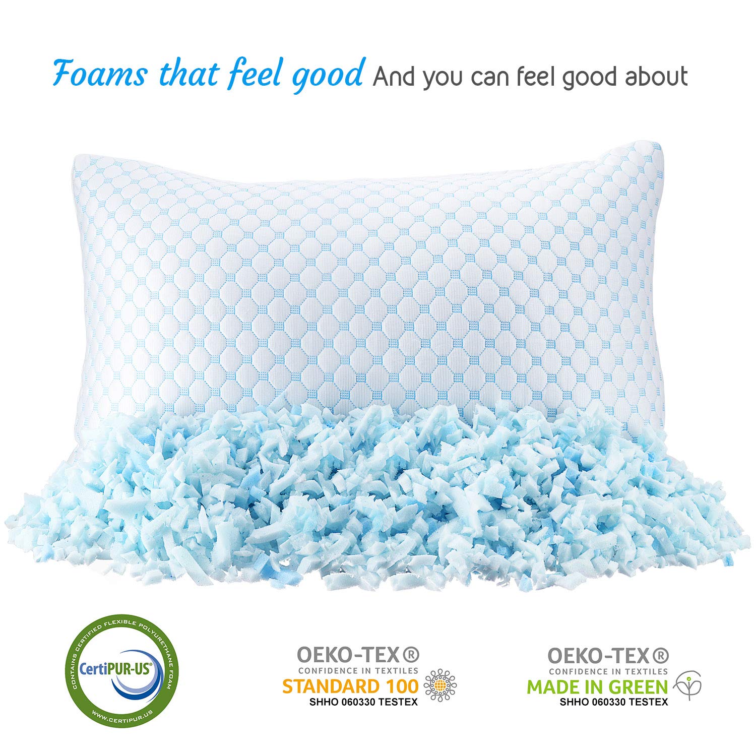 Clara Clark Cooling Memory Foam Pillow - Luxury Gel Pillow with Reversible Cover (Cool/Velvety) - Breathable Bed Pillow for Side Sleepers - King Size 18x36 Inches - 2 Pack - Perfect for Hot Sleepers & Night Sweat Relief