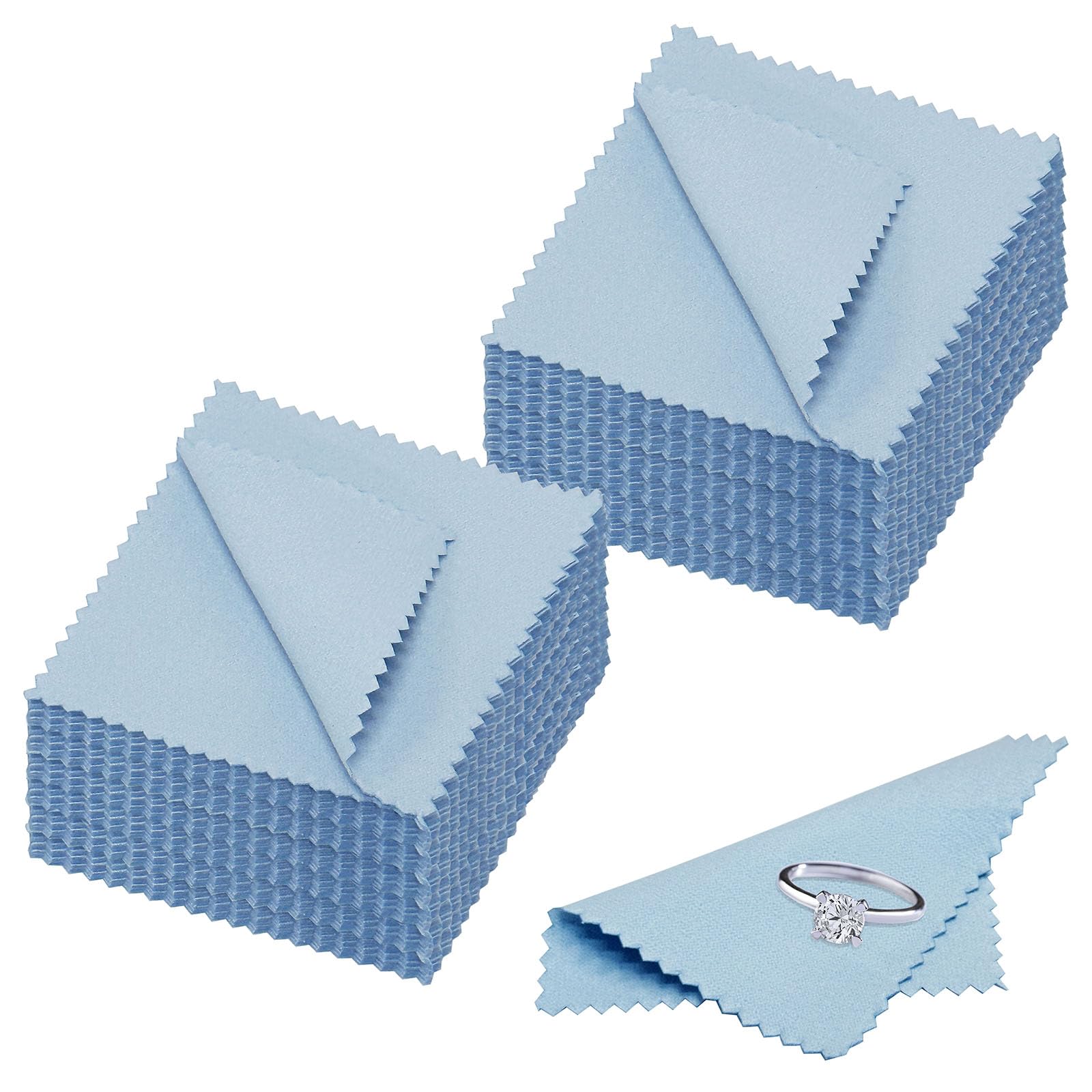 100pcs Premium Jewelry Cleaning Cloths for Silver, Gold & Diamonds - Soft Microfiber Polishing Cloths (3.15
