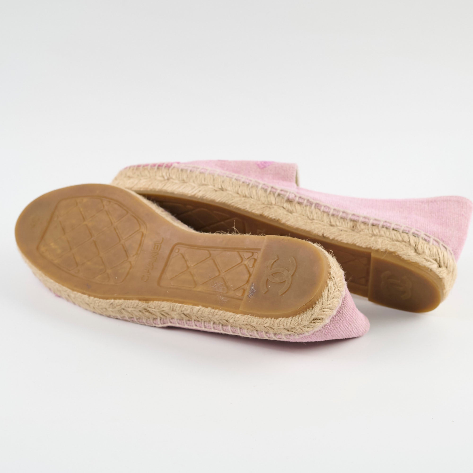 Chanel Sequin Espadrilles Women's Flats Pink Size 40 | Luxury Designer Shoes for Parties, Weddings & Special Occasions