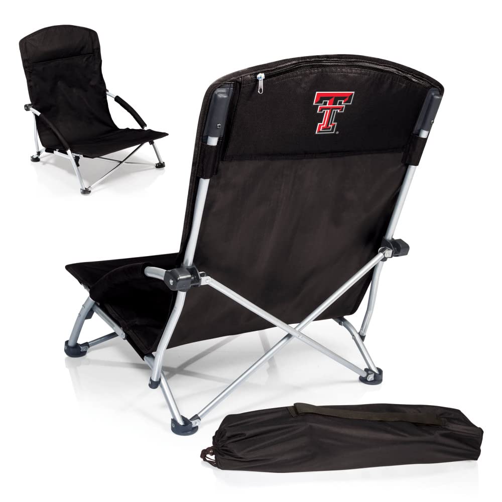 PICNIC TIME NCAA Tranquility Portable Low Beach Chair for Adults with Carry Bag - Lightweight Folding Lawn Chair for Outdoor Relaxation - Perfect for Beach, Camping, Picnics, and Backyard Lounging