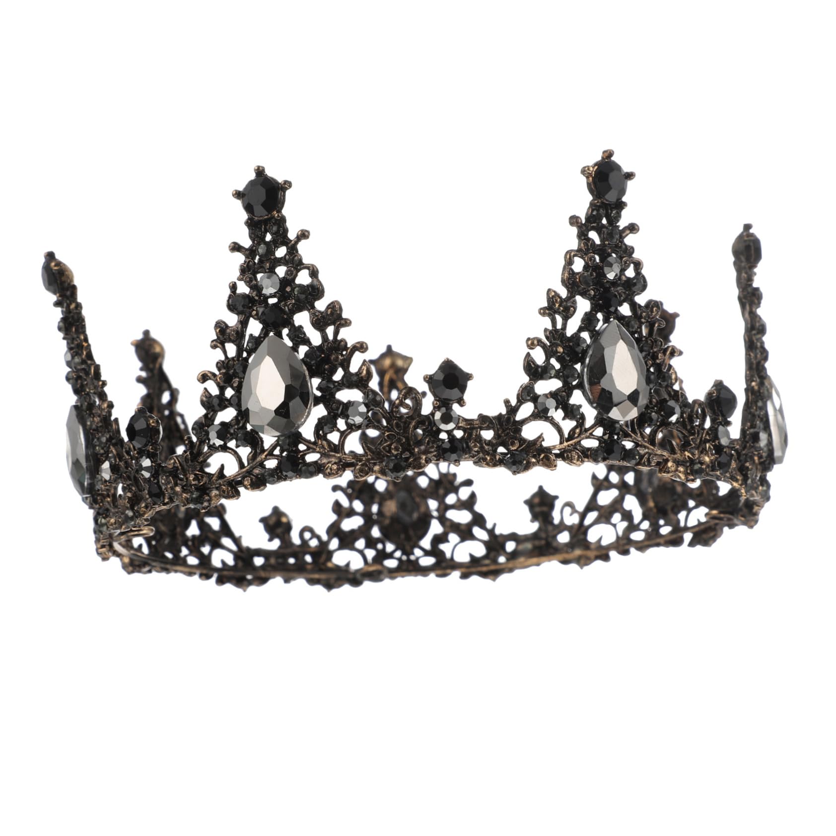 FOMIYES Black Bridal Tiara - Vintage Rhinestone Wedding Crown Headpiece for Brides, Gothic Baroque Alloy Hair Accessory - Perfect for Bridal Showers, Pageants & Vintage-Themed Weddings