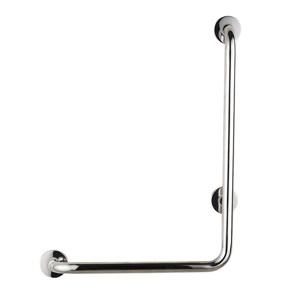 Bathroom Safety Grab Bar - L-Shaped Wall Mounted Stainless Steel Handrail for Elderly & Disabled - Anti-Slip Shower Handle with Chrome Finish - Left/Right Hand Installation - Ideal for Bathroom, Shower & Towel Rack Support