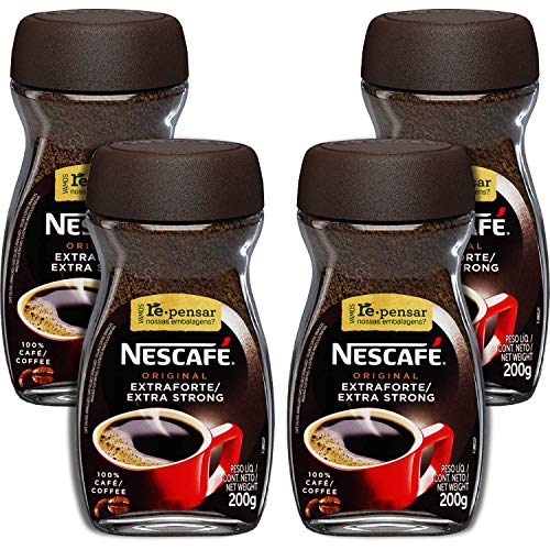 NESCAFE Extra Strong Instant Coffee 7 Ounce/200g (Pack of 4) - Bulk Coffee for Home, Office & Travel - Rich Flavor & Quick Brewing - Perfect for Morning Boost or Late Night Work
