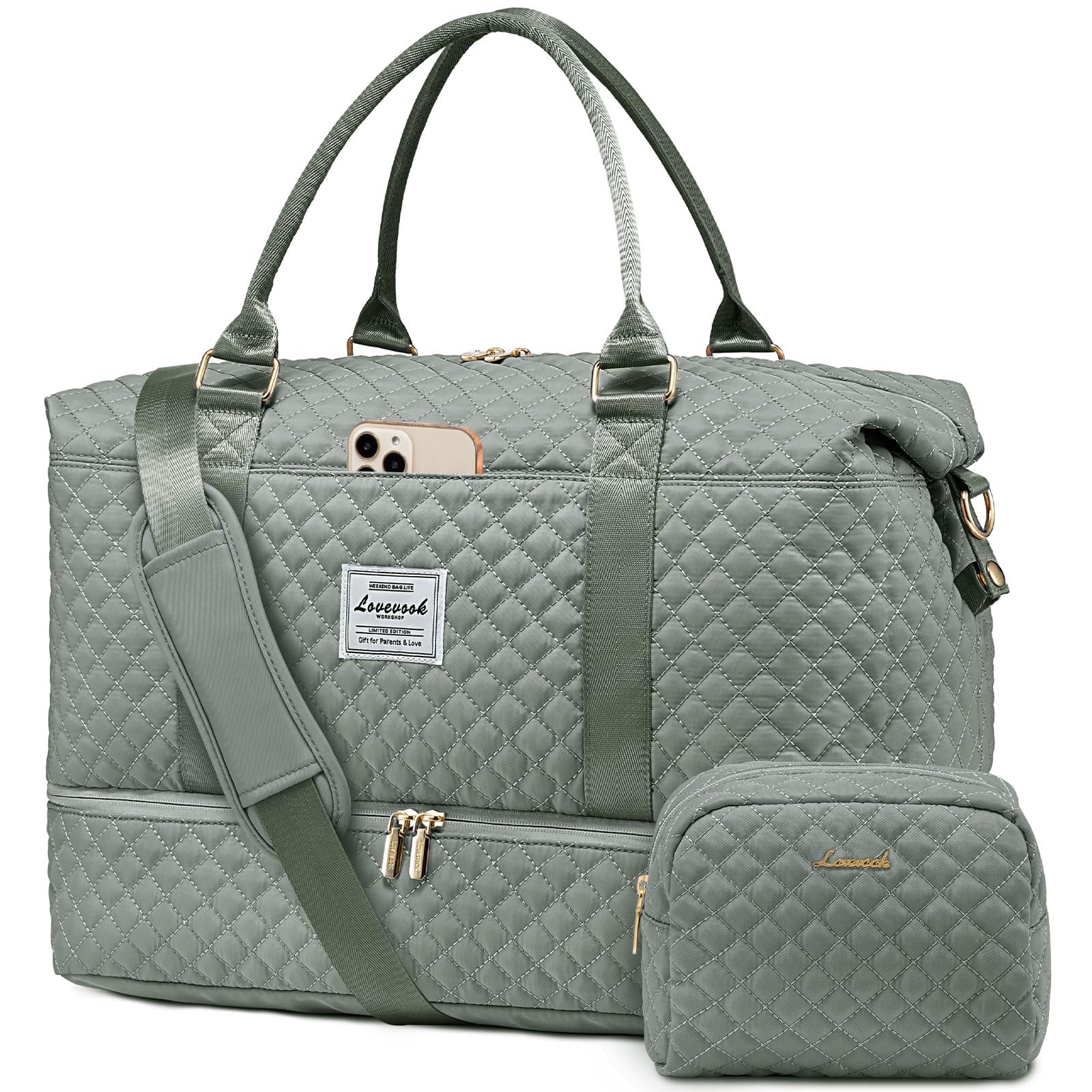 **LOVEVOOK Travel Duffle Bag for Women - Waterproof Weekender Overnight Bag with Shoe Compartment & Wet Pocket, Gym Duffel, Hospital Bag for Labor - Perfect for Travel, Workout & Maternity**