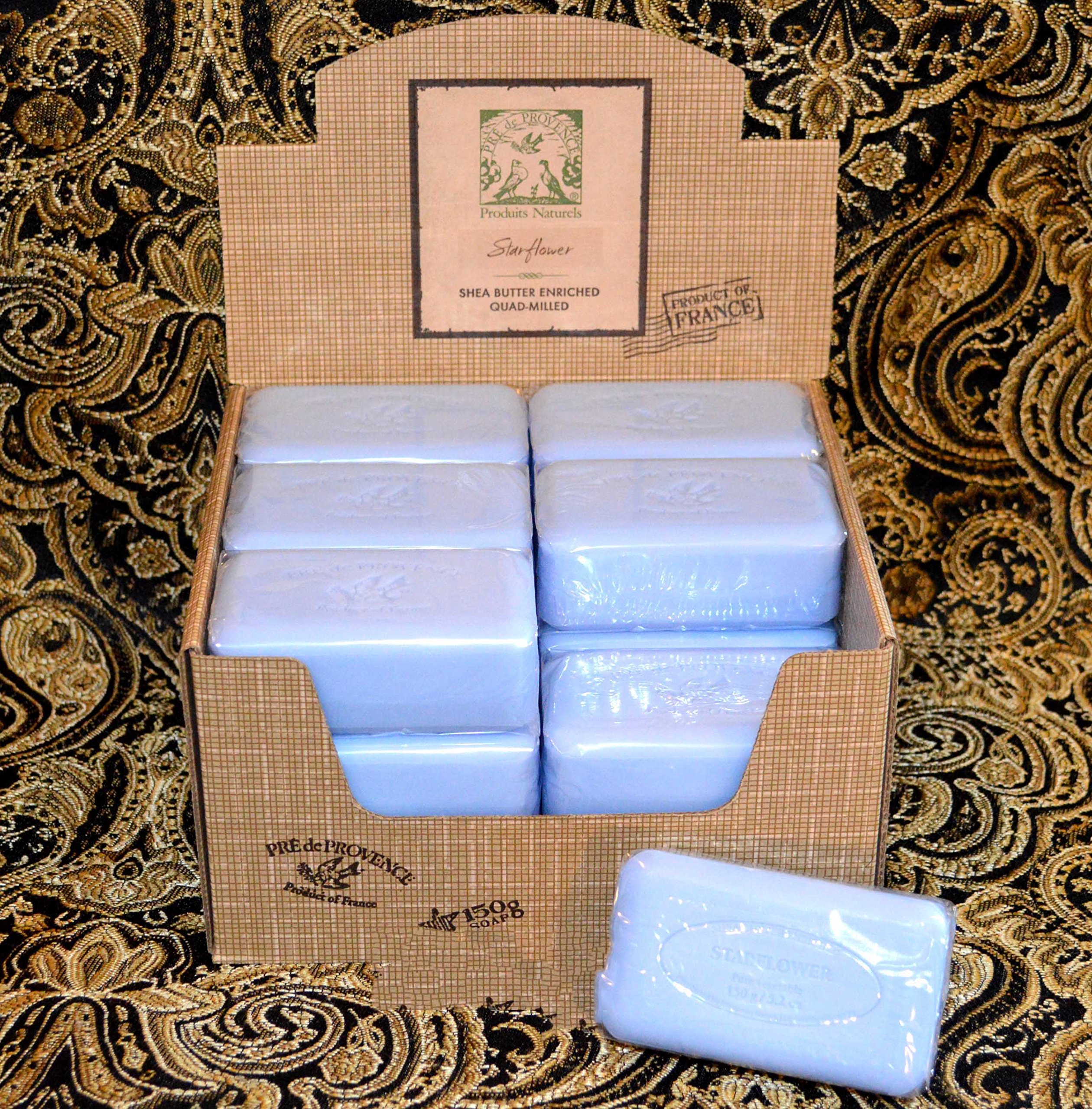 Pre de Provence Starflower Scented Shea Butter Soap Bars - Pack of 18 Large 150g Bars | Luxurious Moisturizing Soap for Dry Skin, Gifts & Spa Bath Essentials