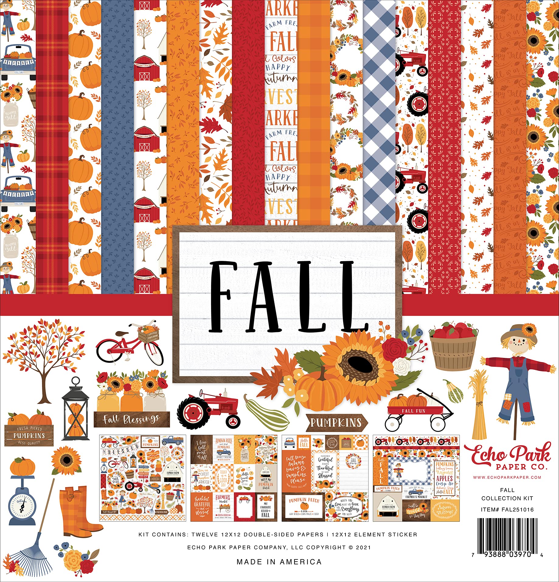 Echo Park Paper Fall Collection Kit - Scrapbooking Supplies for Autumn Crafts, DIY Cards, and Seasonal Home Decor