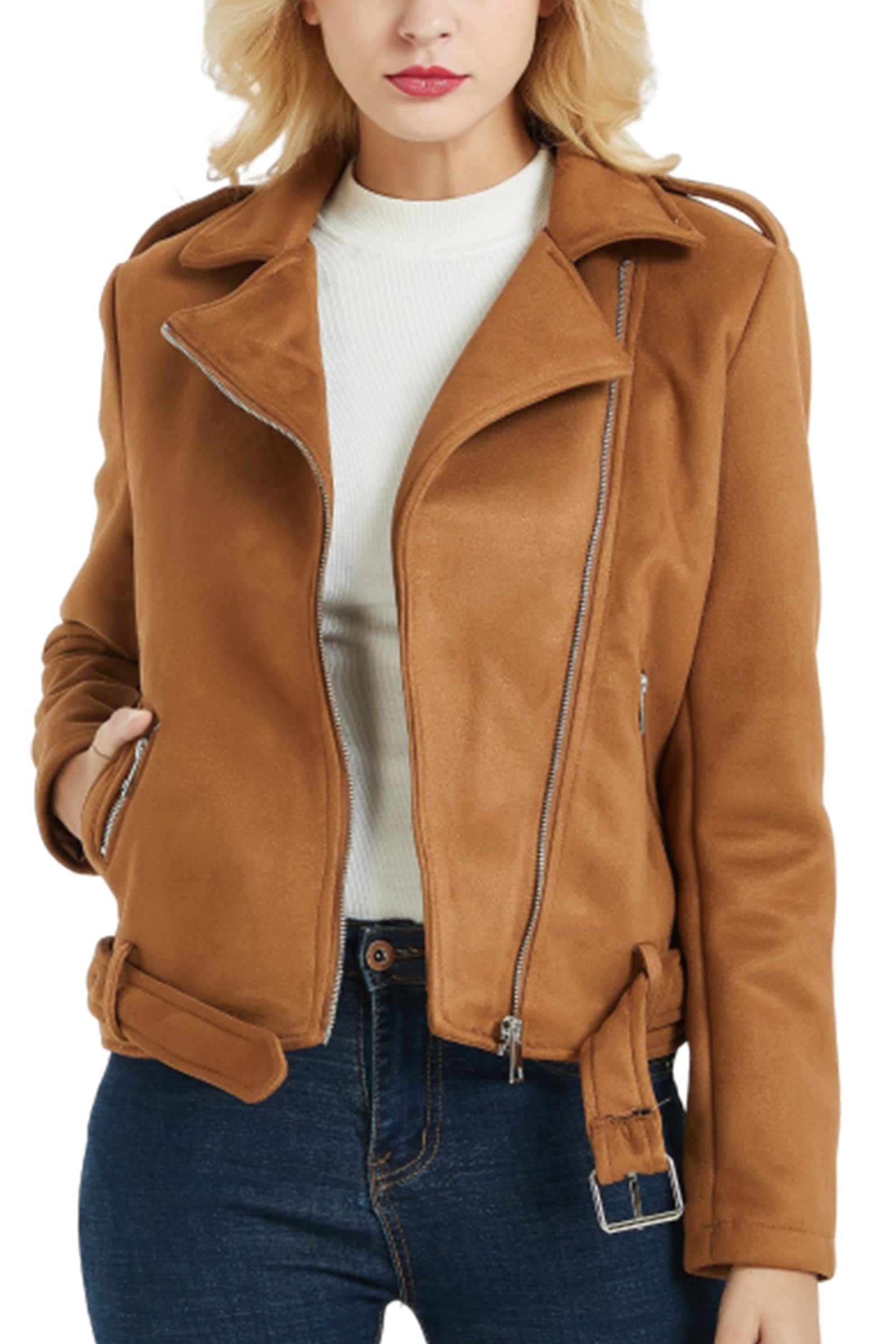 Stylish Women's Faux Leather Jacket - Trendy Motorcycle Biker Coat for Spring & Fall | Perfect for Casual Outfits, Night Out & Riding