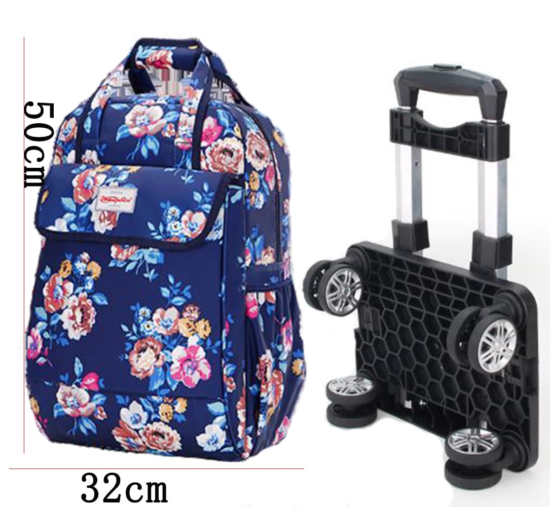 Detachable Shopping Cart with Wheels - Portable Travel Bag & Grocery Basket for Supermarket, Travel, and Outdoor Use (Black, 20L)