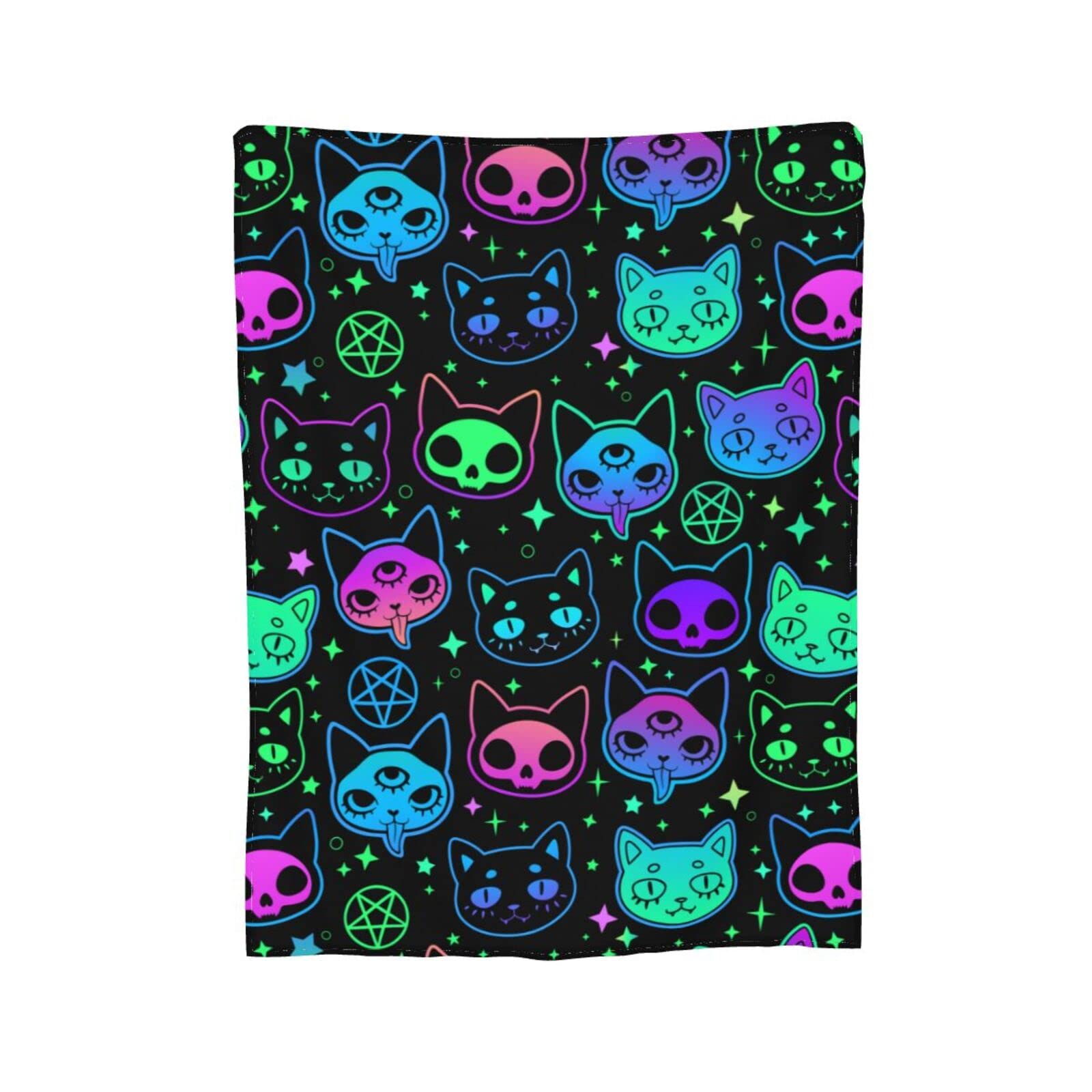 Cartoon Witchcraft Cat Fleece Blanket - Ultra Soft Flannel Throw for Couch, Sofa & Bed (50
