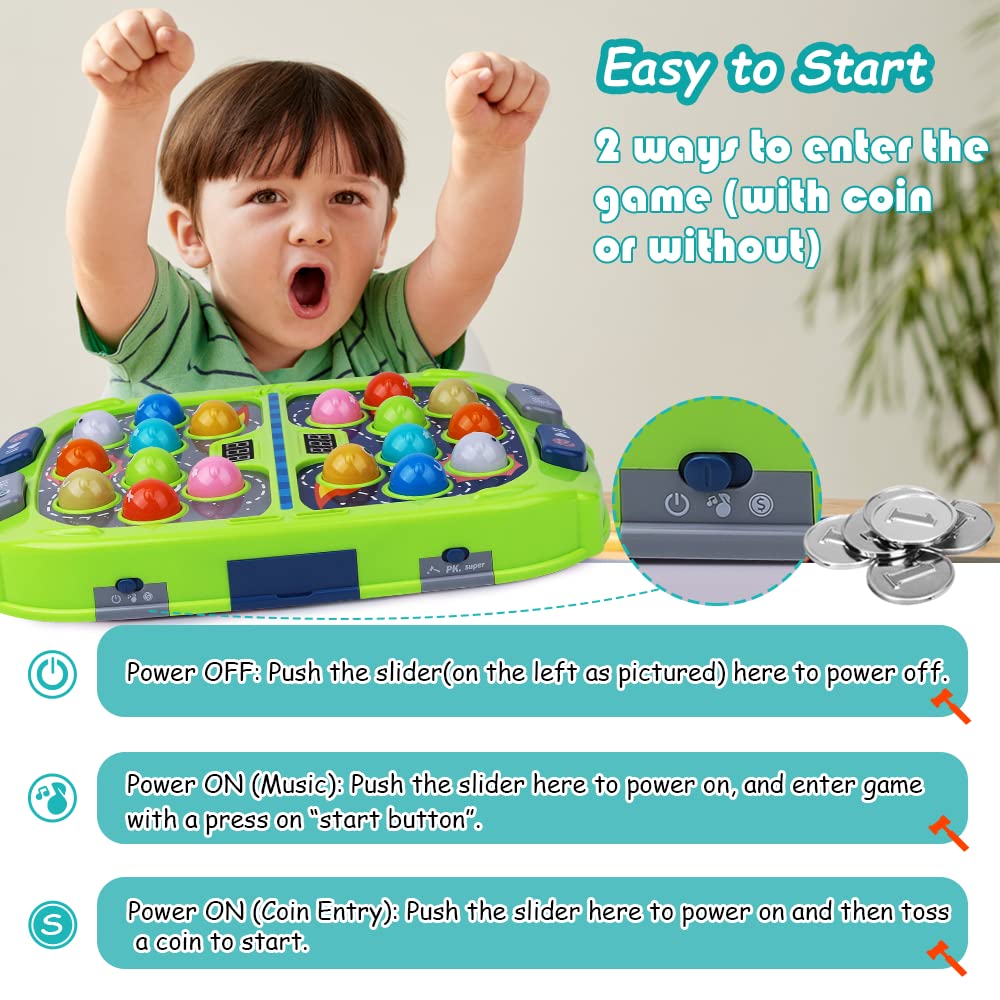 Whack-A-Mole Game for Kids Ages 3-12 - Interactive Educational Toy with Sound & Lights - Fun Learning Activity for Toddlers & Children - Includes 2 Hammers for Multiplayer Mode - Perfect Birthday Gift for Boys & Girls 3-6 Years Old - Great for Indoor Play, Preschool Learning & Family Game Nights