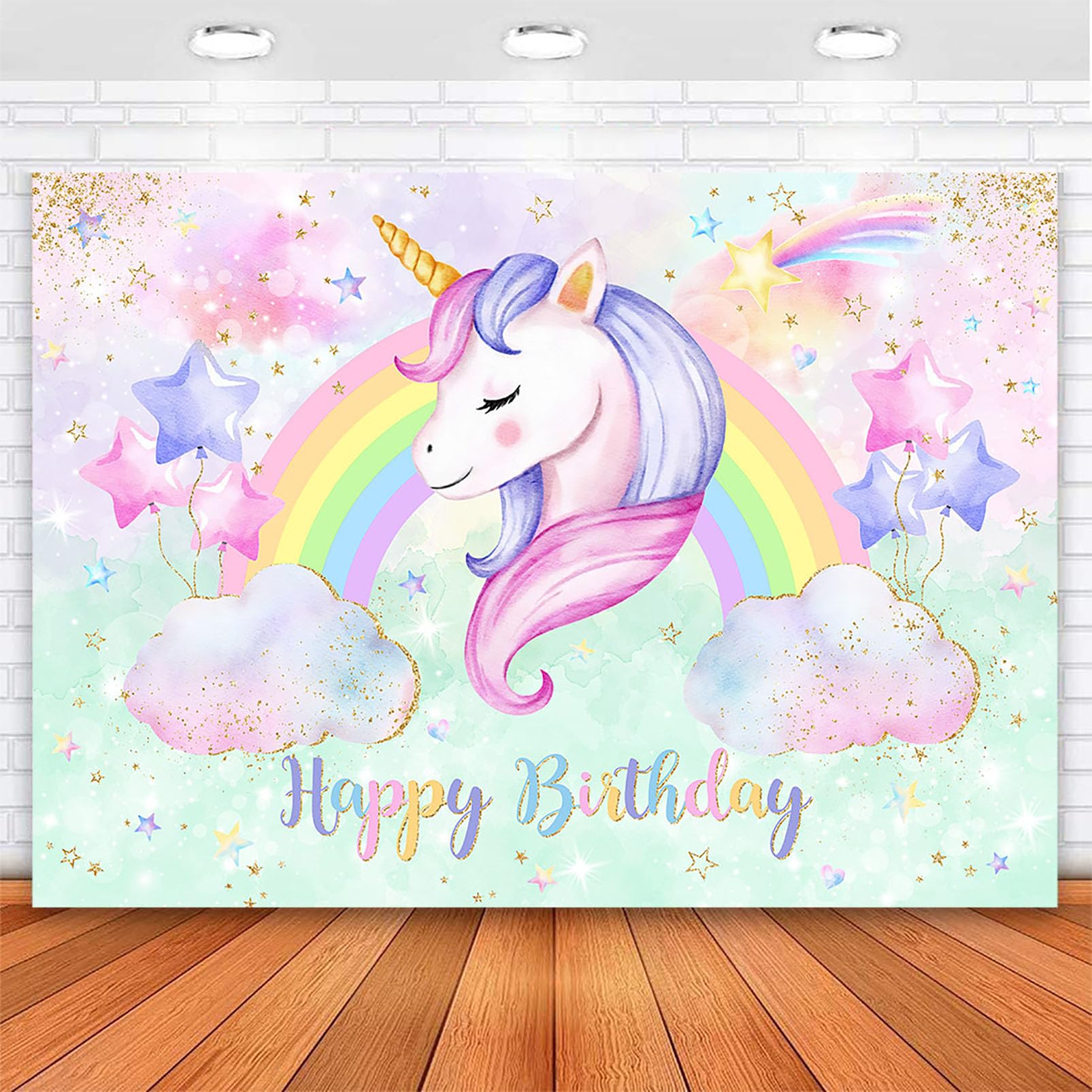 Avezano Unicorn Birthday Backdrop - Pastel Rainbow Decor for Girls Birthday Party, 7x5 ft, Perfect for Unicorn Themed Celebrations, Baby Showers & Photo Booths
