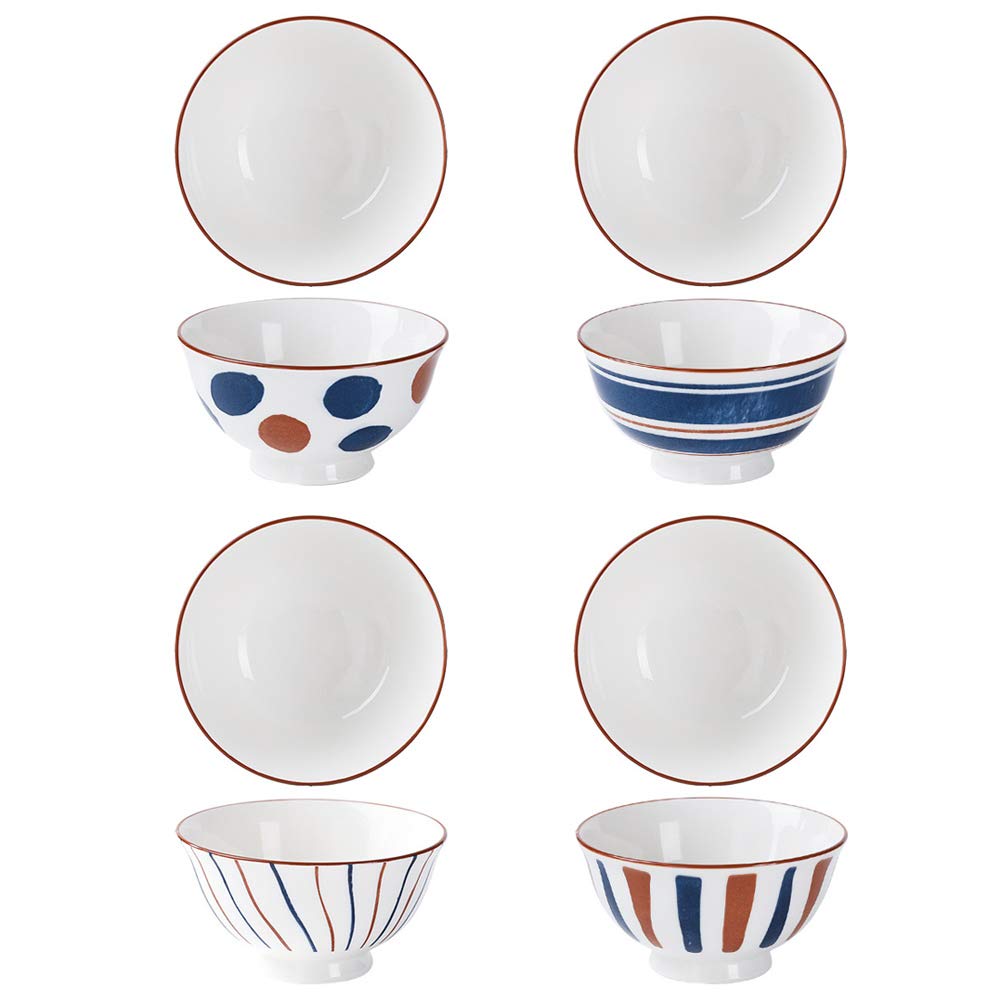 DOITOOL 4-Piece Ceramic Rice Bowls Set - Soup, Salad, Noodle Bowls for Home Dining | Microwave & Dishwasher Safe Dinnerware for Everyday Meals & Family Gatherings