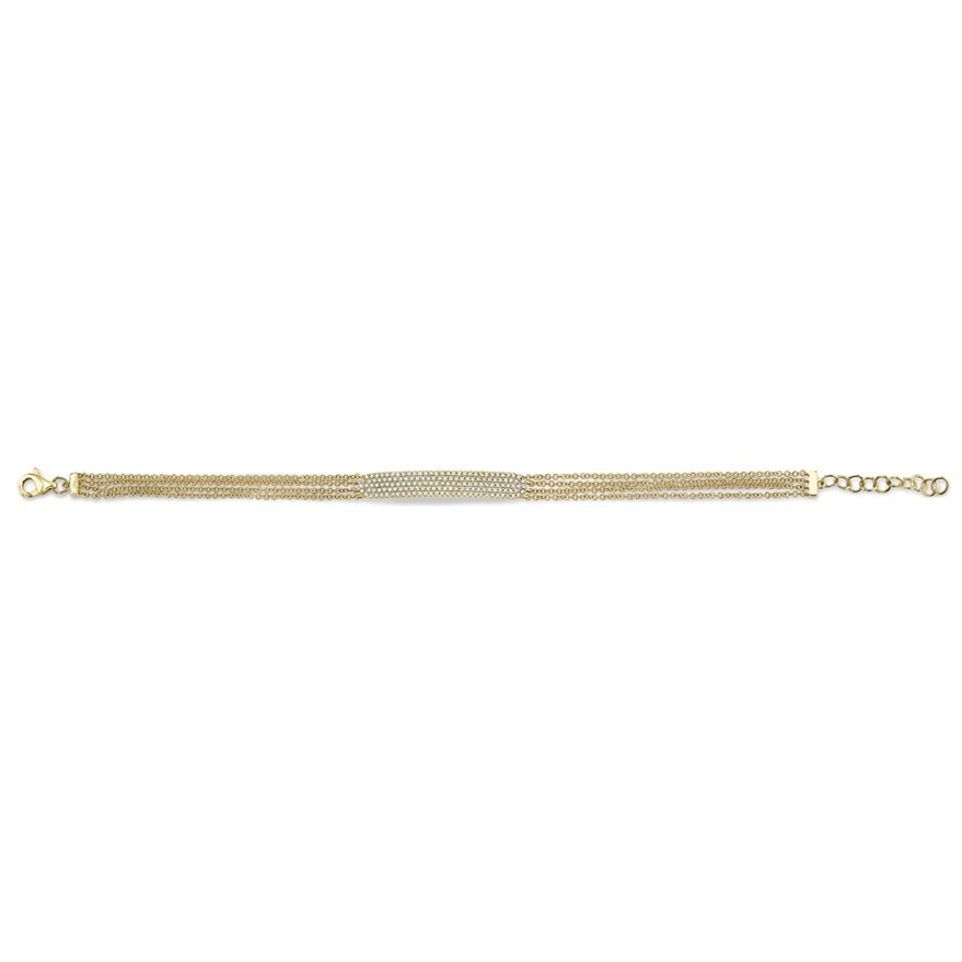 14K Gold 0.39 CTW Diamond Pave Bar Bracelet for Women - Elegant Tennis Bracelet for Wedding, Anniversary & Special Occasions