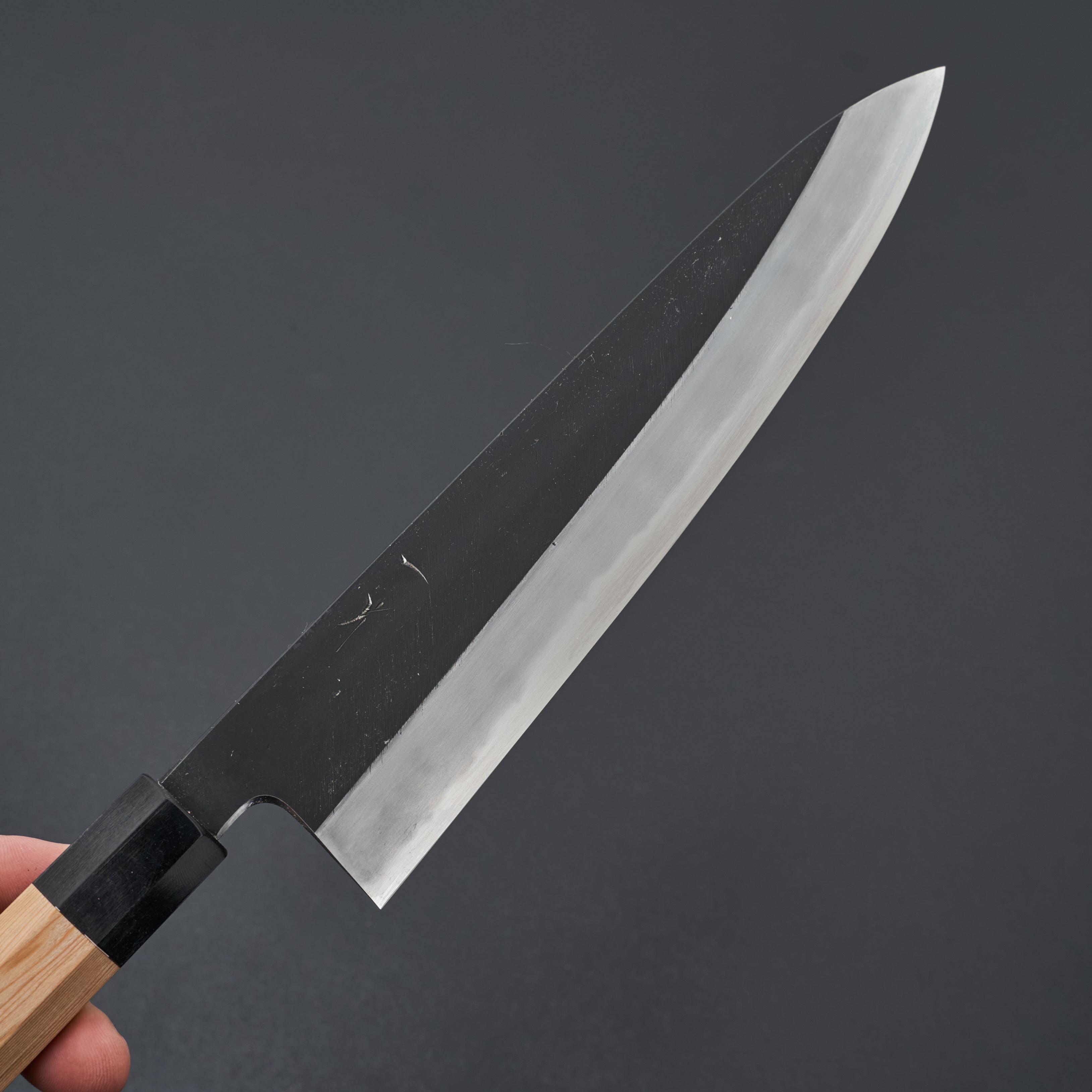Premium Hitohira Tanaka Kyuzo Blue #1 Kurouchi Gyuto 240mm Japanese Chef Knife with Yakusugi Cedar Handle - Perfect for Professional Chefs & Home Cooking Enthusiasts