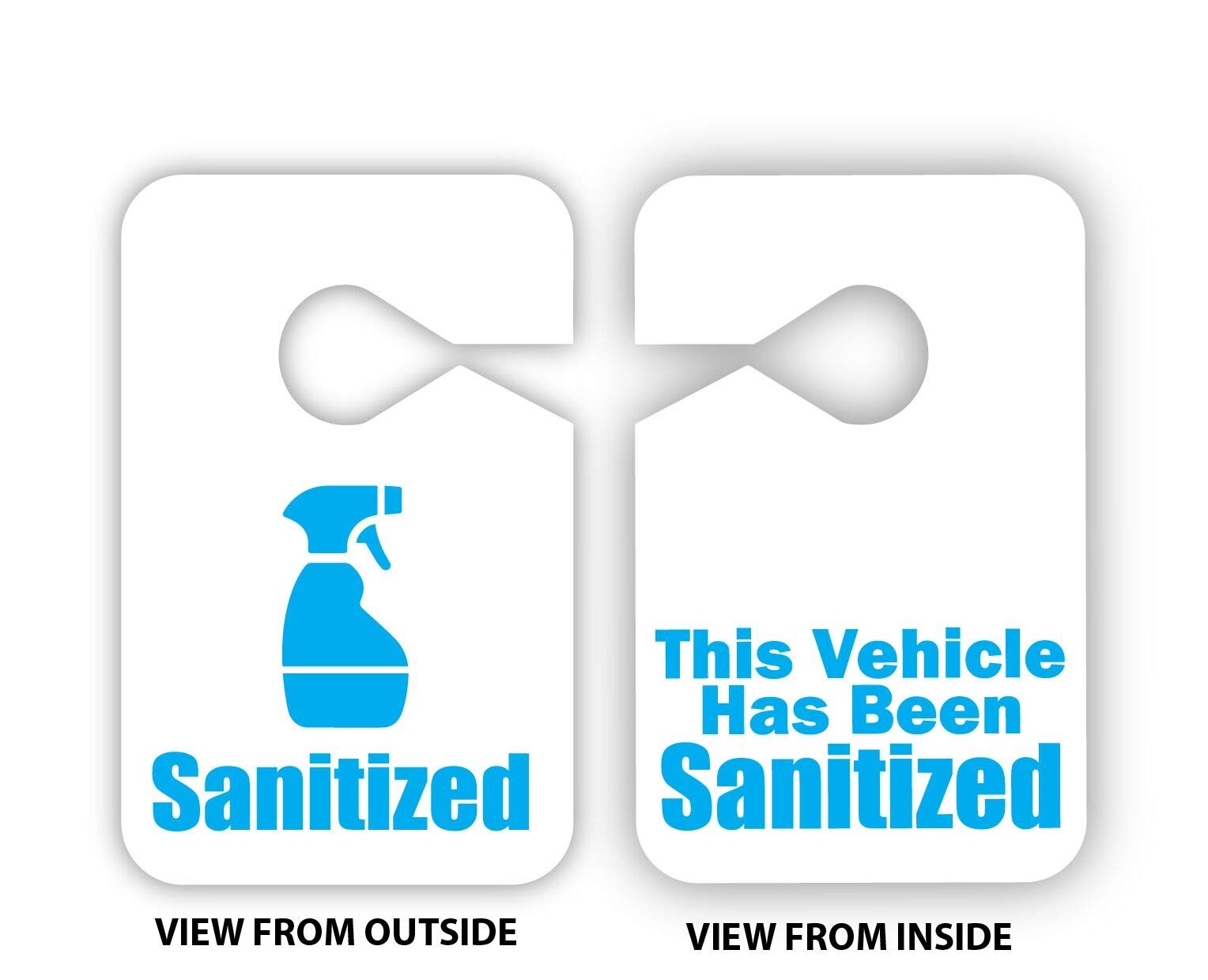 Sanitized Vehicle Mirror Hang Tags for Auto Dealers - 50-Pack Plastic Car Dealer Supplies | Perfect for Used Car Sales & Showroom Safety
