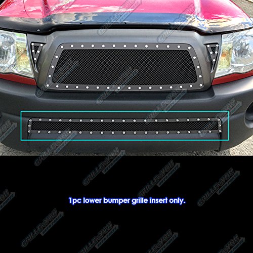 APS Compatible with Toyota Tacoma 2005-2011 Lower Bumper Stainless Steel Black Mesh Grille Insert - Front Grill Replacement with Rivet Studs (TL6457H) - Perfect for Off-Road Protection & Custom Styling