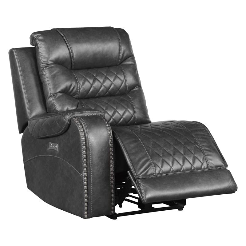 Lexicon Putnam 6-Piece Faux Leather Modular Power Reclining Sectional Sofa Set in Gray - Modern Living Room Furniture for Home Theater & Family Gatherings