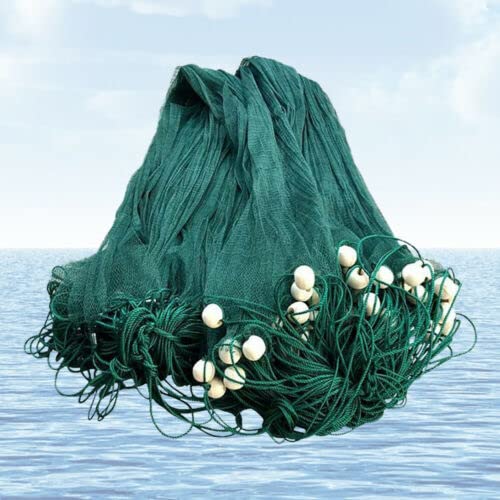 Large Fishing Gill Net - Handmade Nylon Beach Seine Drag Net with PVC Foam Floats & Lead Sinkers | Durable Bait Fish Mesh for Saltwater & Freshwater Fishing | Perfect for Shore Fishing, Crabbing, and Bait Collection