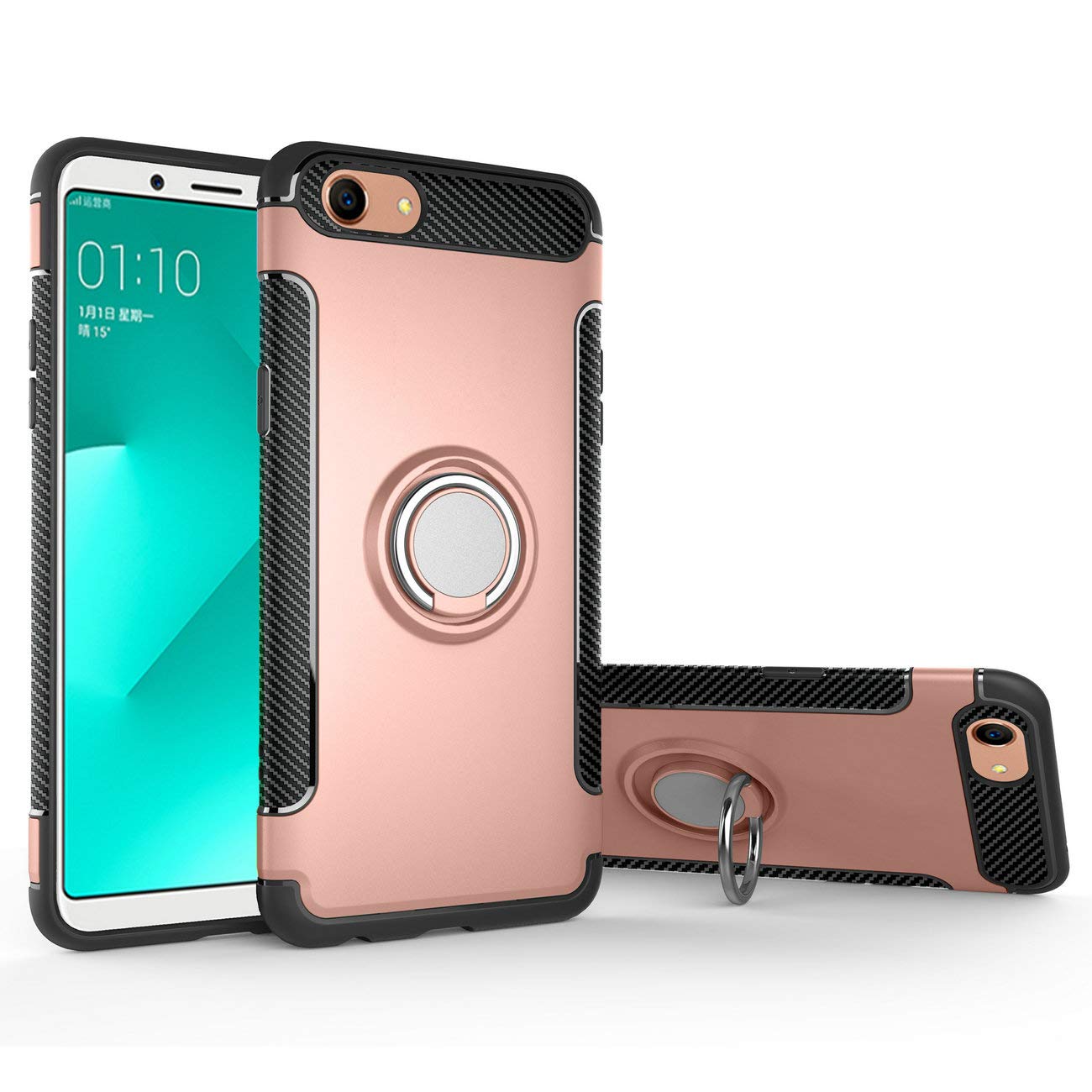 Magnetic Car Mount Protective Case for Oppo A1/A83/A83t - Shockproof Phone Cover with Strong Hold for Car Bracket (Pink) | Perfect for Driving, Commuting & Hands-Free Use