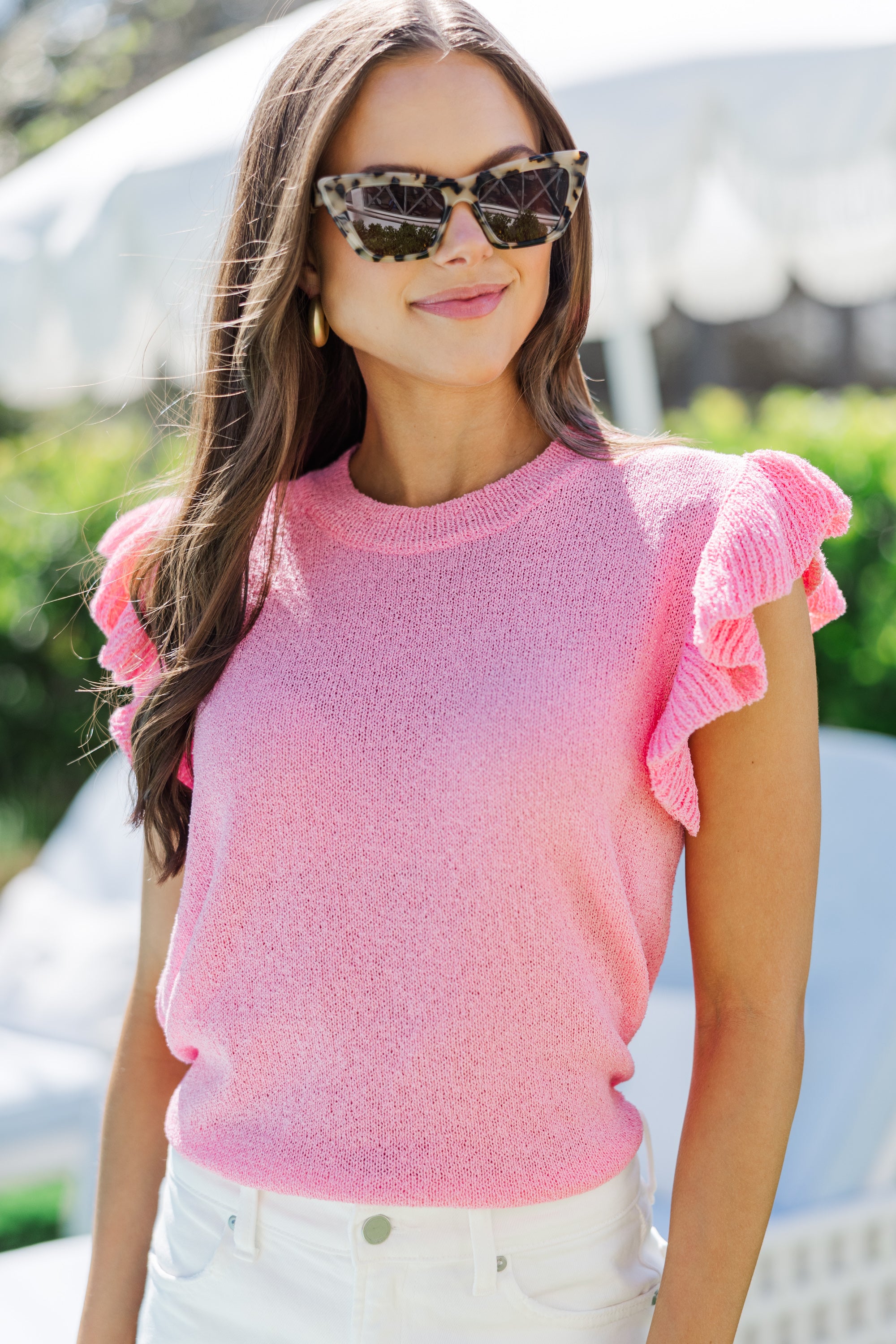 Certain Joy Women's Pink Knitted T-Shirt - Soft Casual Short Sleeve Blouse for Summer Outfits & Daily Wear
