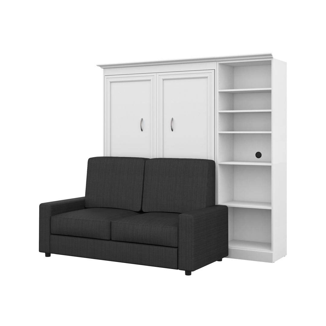 Bestar Versatile Full Murphy Bed with Sofa & Closet Organizer - White 91