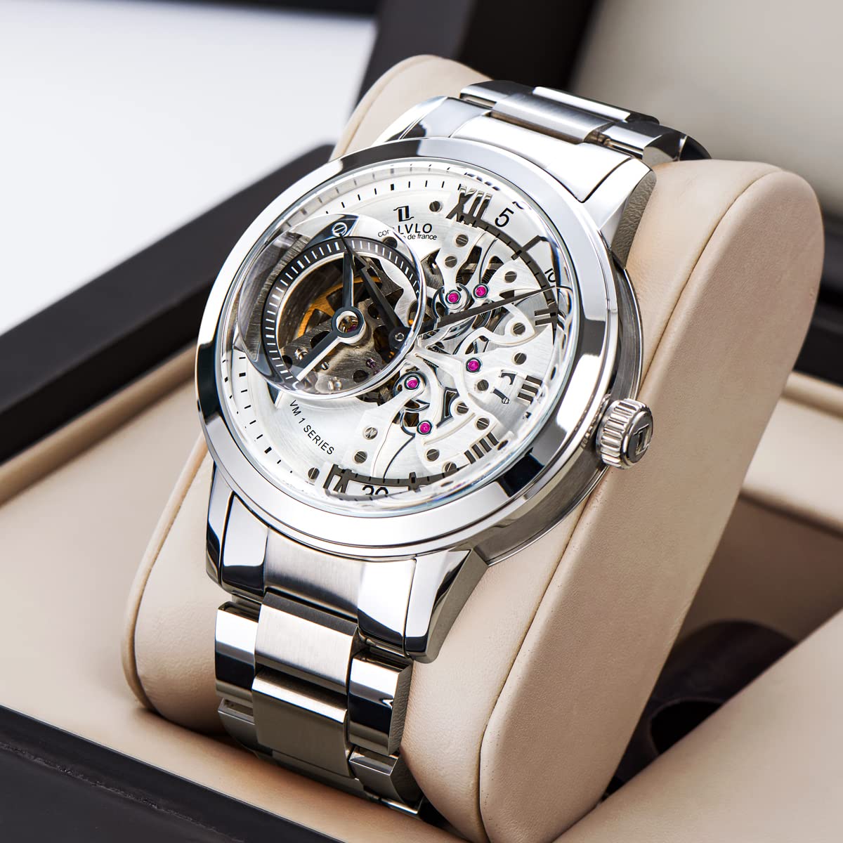Men's Casual PVD Skeleton Watch - Stylish VM Design for Everyday Wear & Business Occasions