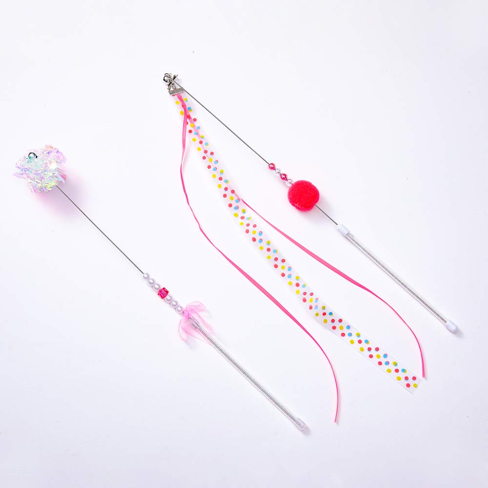 Interactive Cat Wand Toys with Balls, Bells & Tassel - 2 Pack Kitten Teaser Sticks for Playtime & Bonding | Fun Exercise Toys for Indoor Cats to Strengthen Pet-Owner Relationship