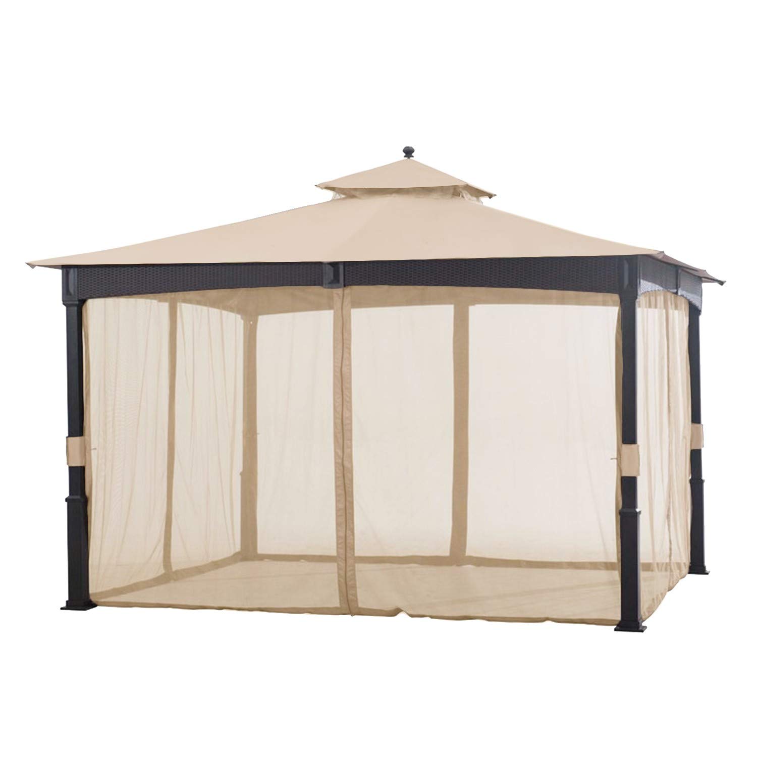 10x12 Wicker Gazebo Replacement Canopy Top Cover with Netting Set - RipLock 350 UV Protection - Perfect for Outdoor Patio, Garden, and Backyard Shade Shelter