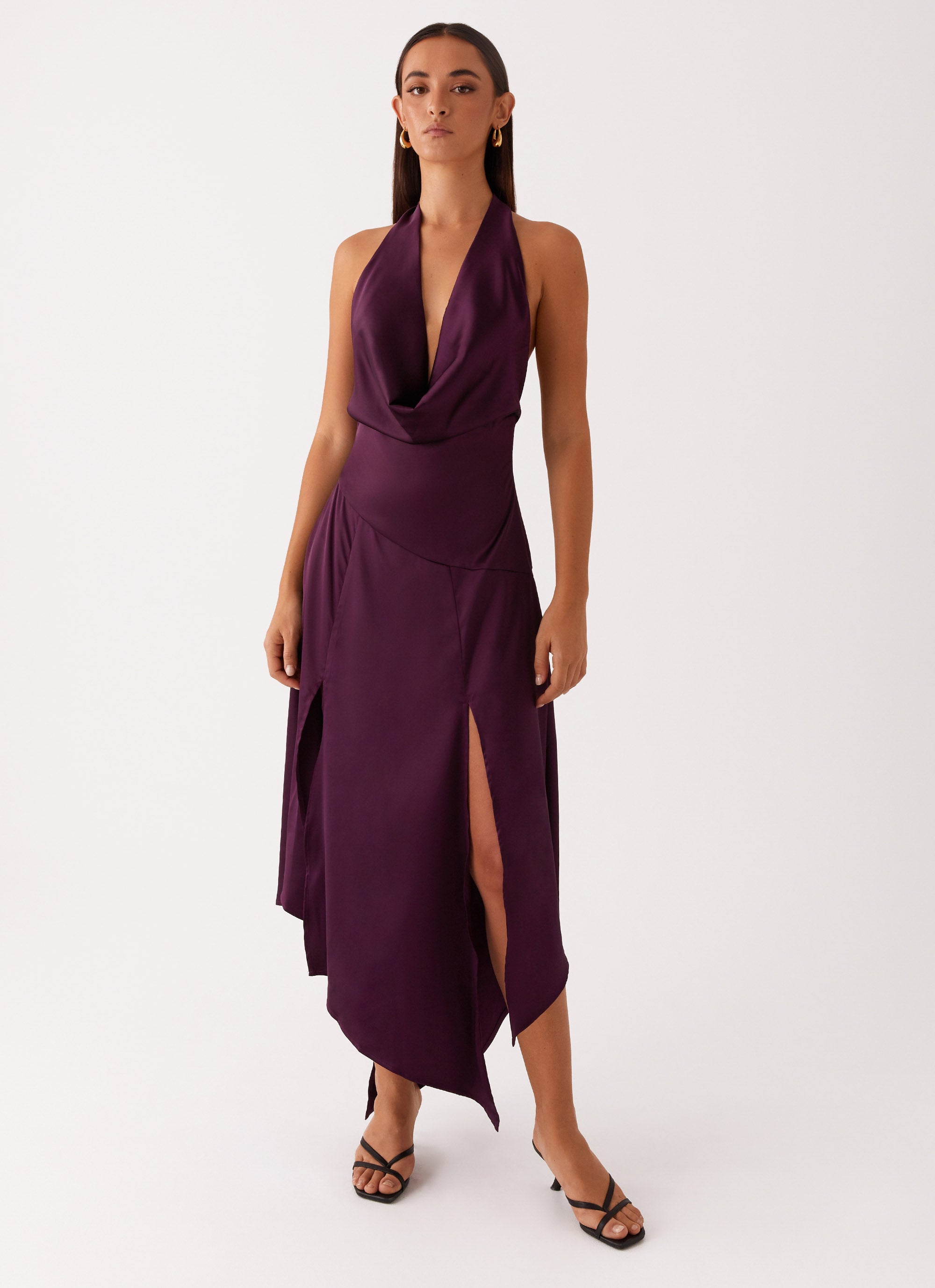 Boulevard Midi Dress - Elegant Plum Flowy Dress for Women | Perfect for Casual Outings, Date Nights & Summer Events