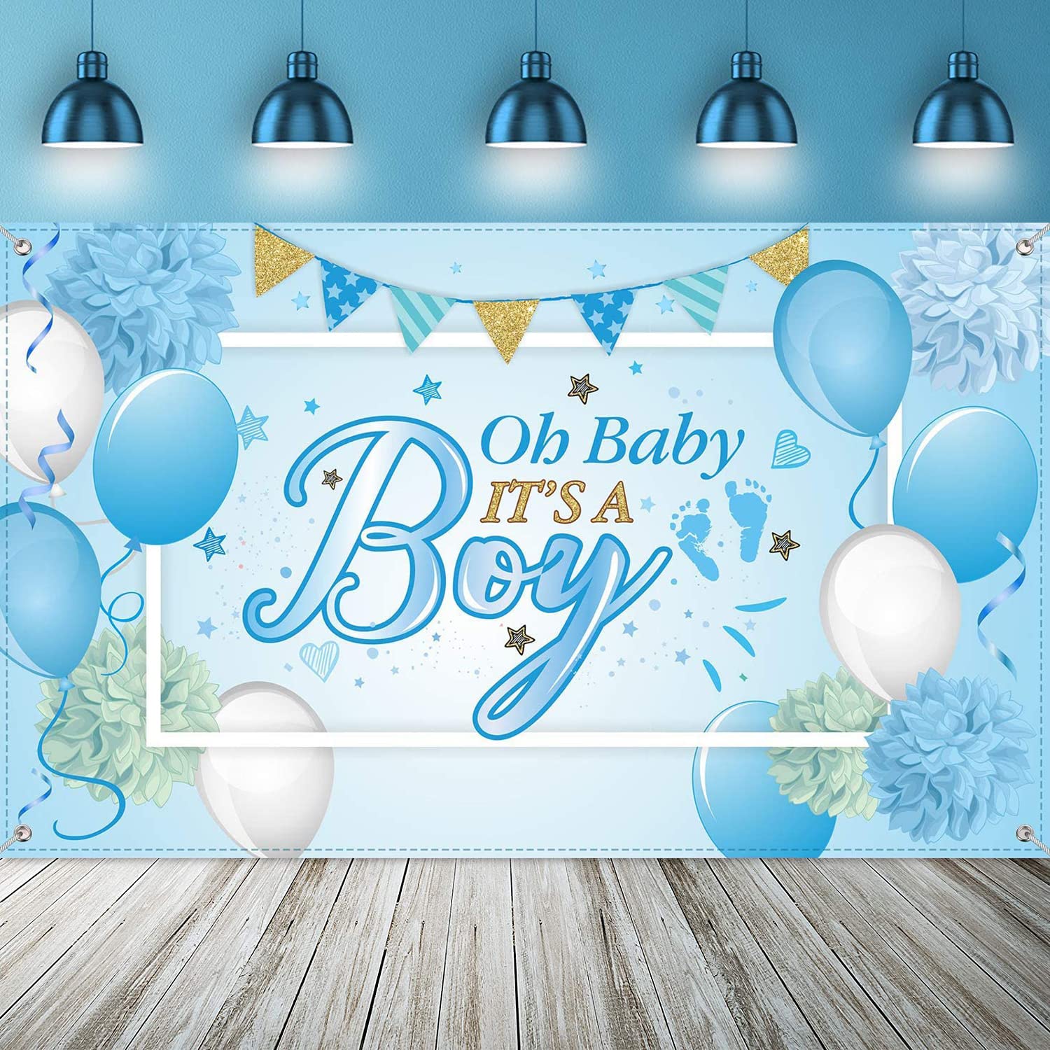 Oh Baby Baby Shower Backdrop - Blue & Pink Gender Neutral Photo Background for Baby Shower Decorations - Perfect for Boy or Girl Baby Shower Party, Gender Reveal, Nursery Decor & Photo Booth Backdrop