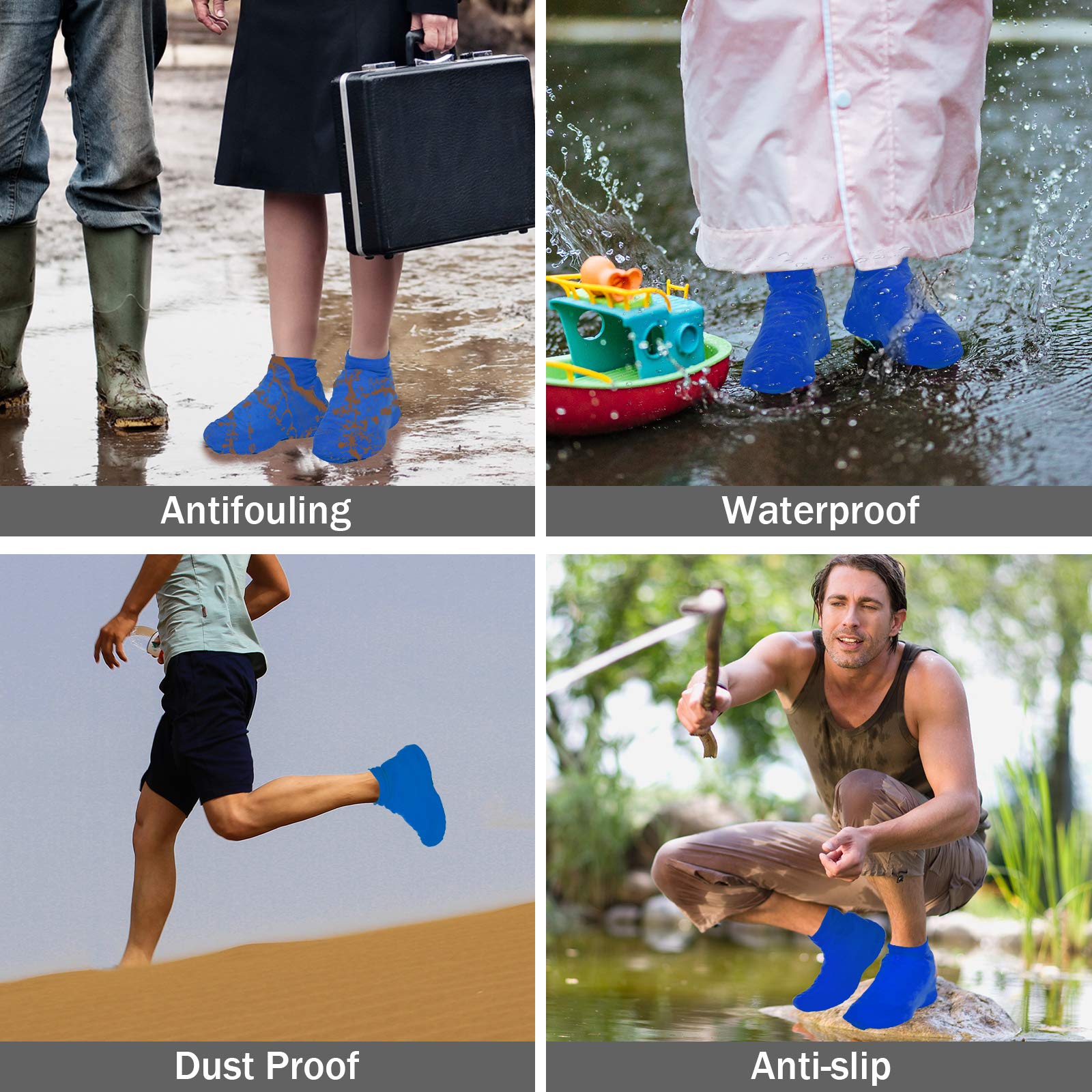 Waterproof Shoe Covers for Men & Women - Reusable Silicone Shoe Protectors, Durable & Non-Slip Rain Boot Covers for Walking in Rain, Snow, Car Washing, Camping & Outdoor Activities