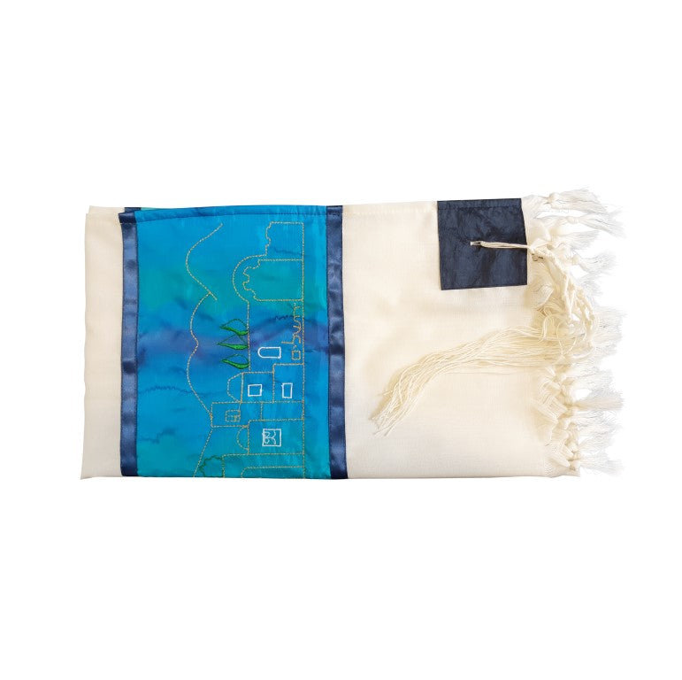 Handmade Wool Tallit with Gold Jerusalem Embroidery - Premium Bar Mitzvah Prayer Shawl Set with Tzitzit | Authentic Israeli Judaica Gift for Jewish Ceremonies & Religious Celebrations