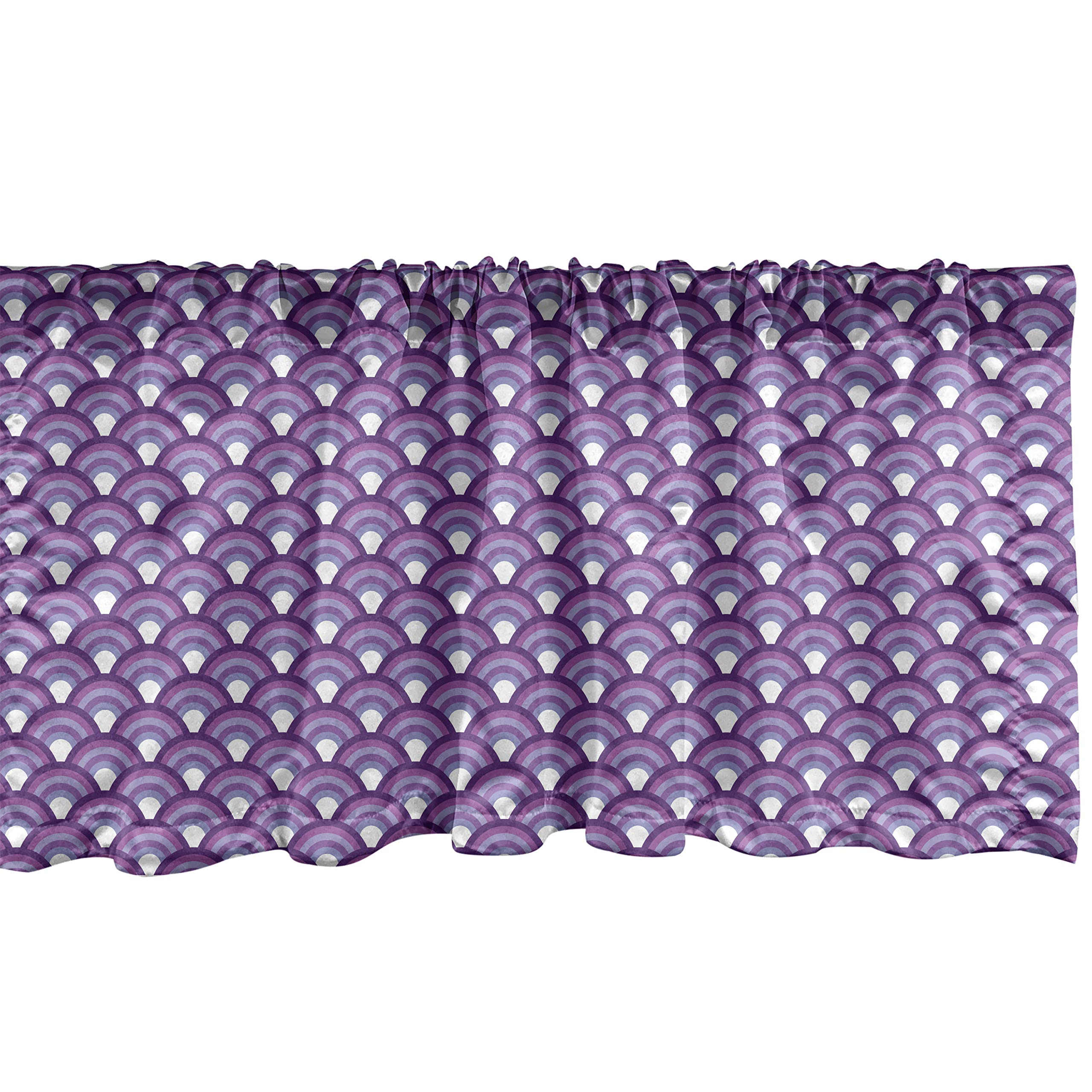 Ambesonne Fish Scale Window Valance - Japanese Wave Pattern in Purple Shades, Oriental Concentric Design Curtain Valance with Rod Pocket, 54x12 Inches, Lavender Purple - Perfect for Kitchen, Bedroom & Living Room Decor