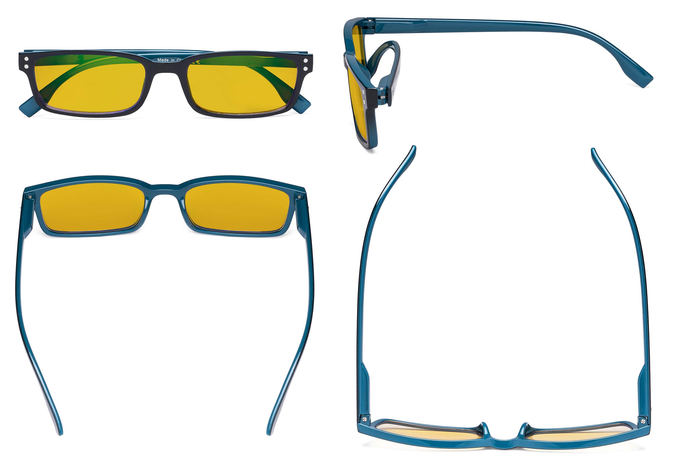 Eyekepper Classic Rectangular Frame Spring Hinged Computer Glasses with Orange Tinted Lenses - Blue Light Blocking Reading Glasses for Office Work, Screen Time & Digital Eye Strain Relief