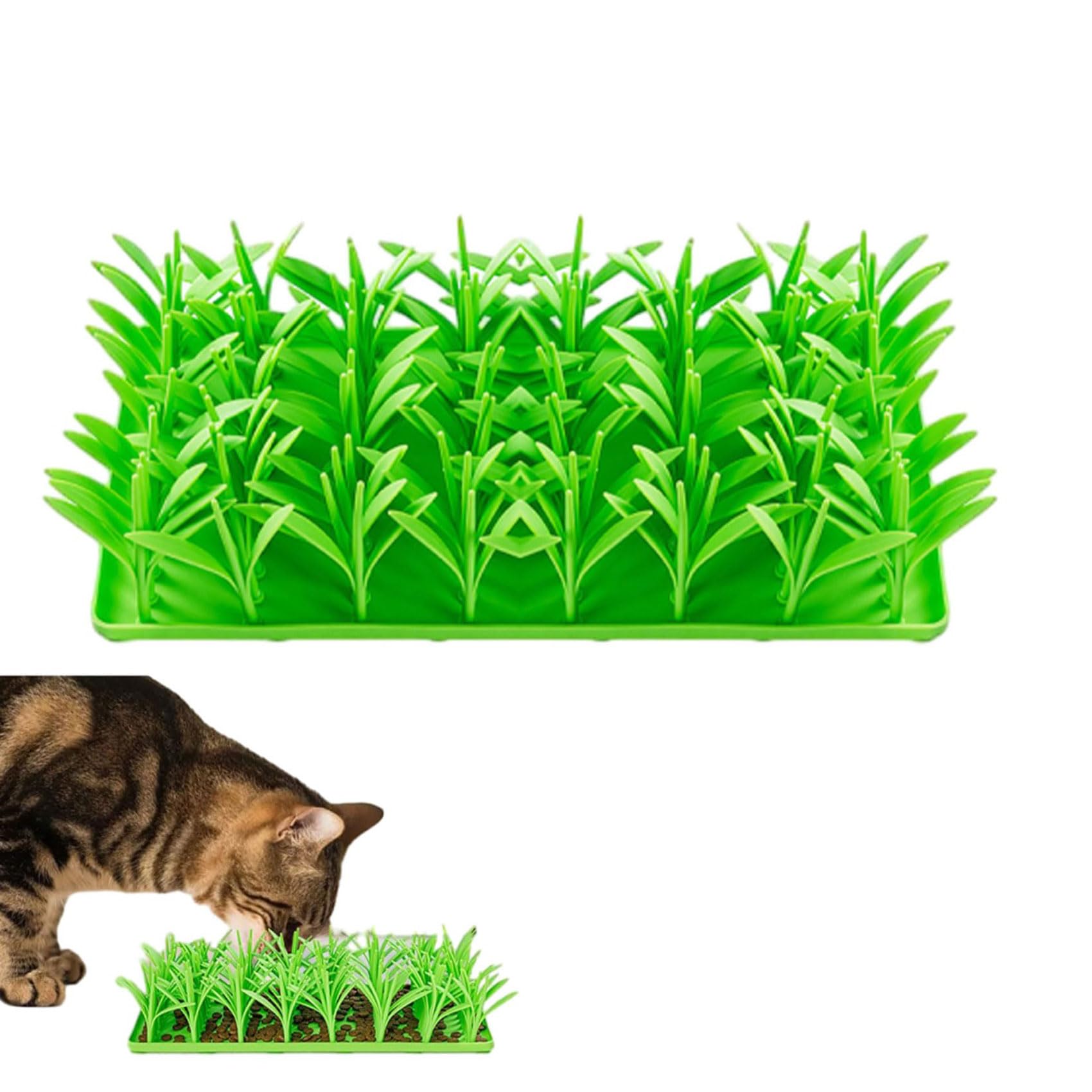 Premium Silicone Cat Grass Mat for Indoor Cats - Non-Toxic Pet Feeding Mat with Natural Grass Design - Stimulates Foraging & Play (1PC, One Size) - Perfect for Mealtime Enrichment & Slow Feeding