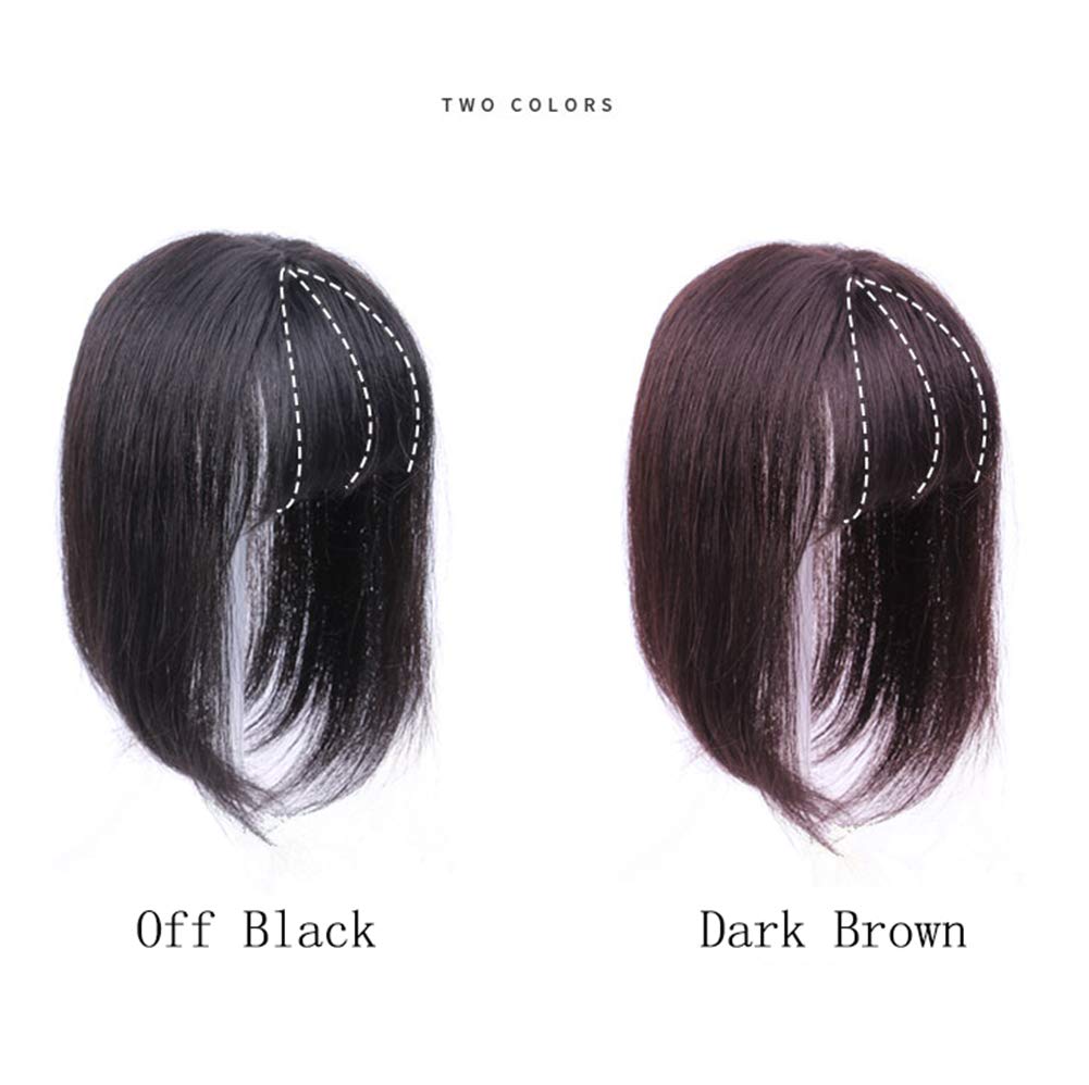 Women's Human Hair Toppers with Bangs - Clip-in 13x13cm Forehead Wiglet for Thinning Hair - 8