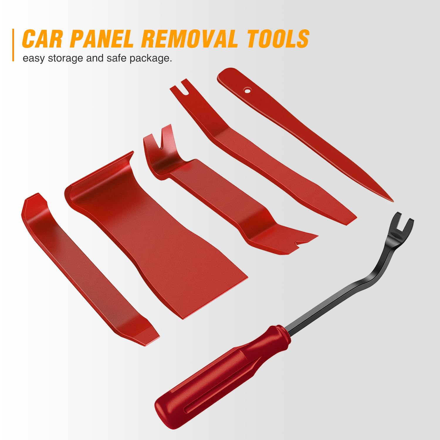 GOOACC 6PCS Auto Trim Removal Tool Kit - No-Scratch Car Audio Dash & Window Molding Fastener Remover Set (Red) - Perfect for Car Stereo Installation & Interior Detailing