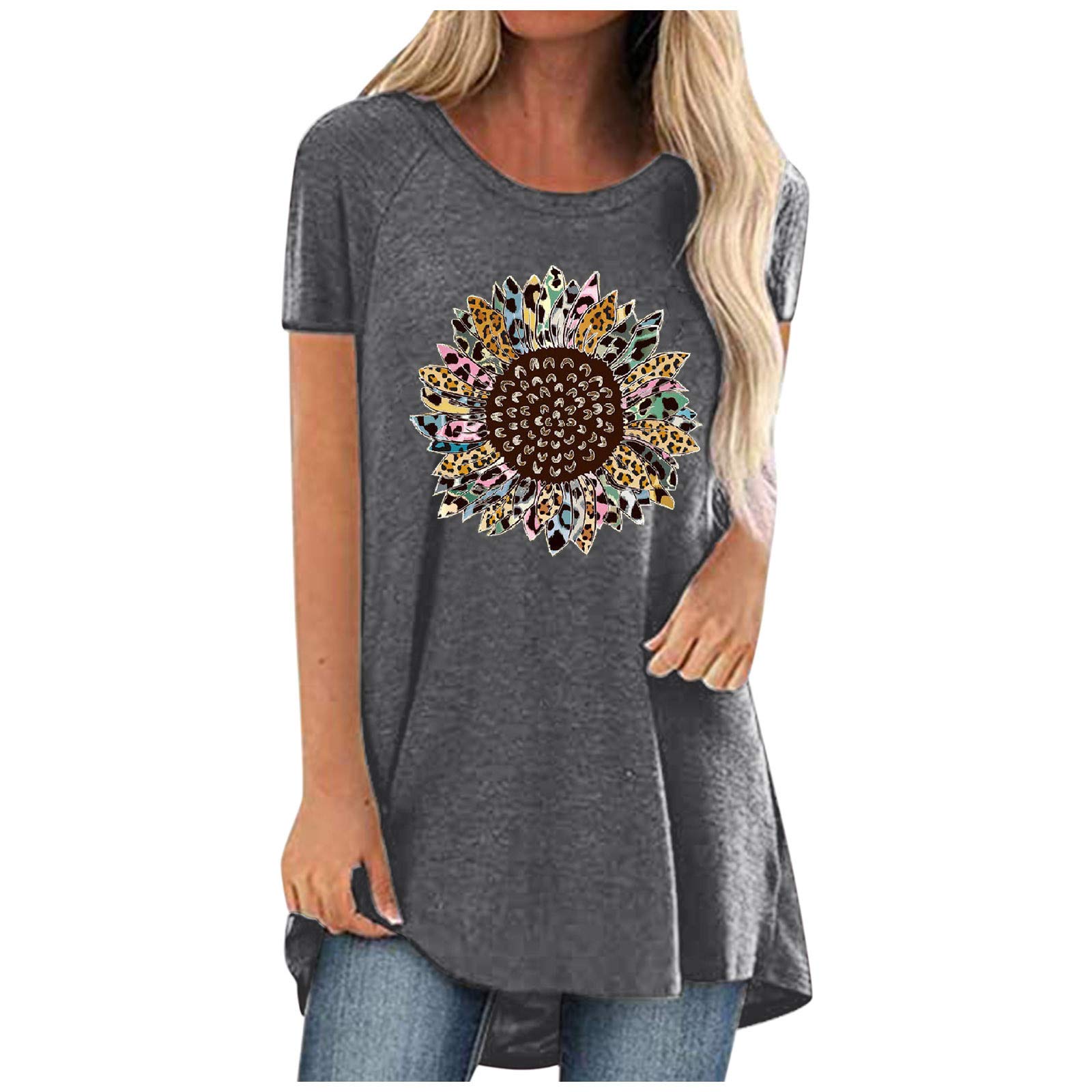 Women's Short Sleeve Flowy Casual T-Shirts - Summer V-Neck Tee & Workout Tank Tops for Women | Perfect for Office, Yoga & Everyday Wear