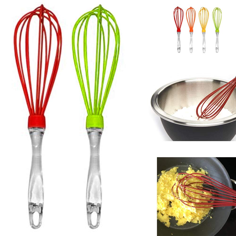 4-Pack Silicone Coated Whisks - Non-Scratch Egg Beater & Blender for Baking, Cooking, Mixing - Perfect for Kitchen, Restaurant, and Home Use