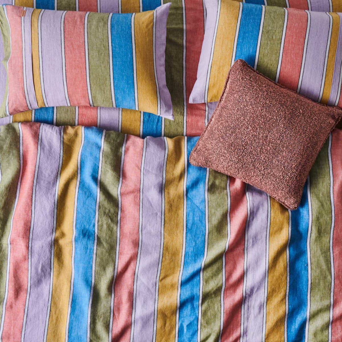 Premium Majorca Stripe Woven Linen Duvet Cover Set - Soft & Breathable Bedding for Summer & All Seasons - Perfect for Master Bedroom, Guest Room & Vacation Homes