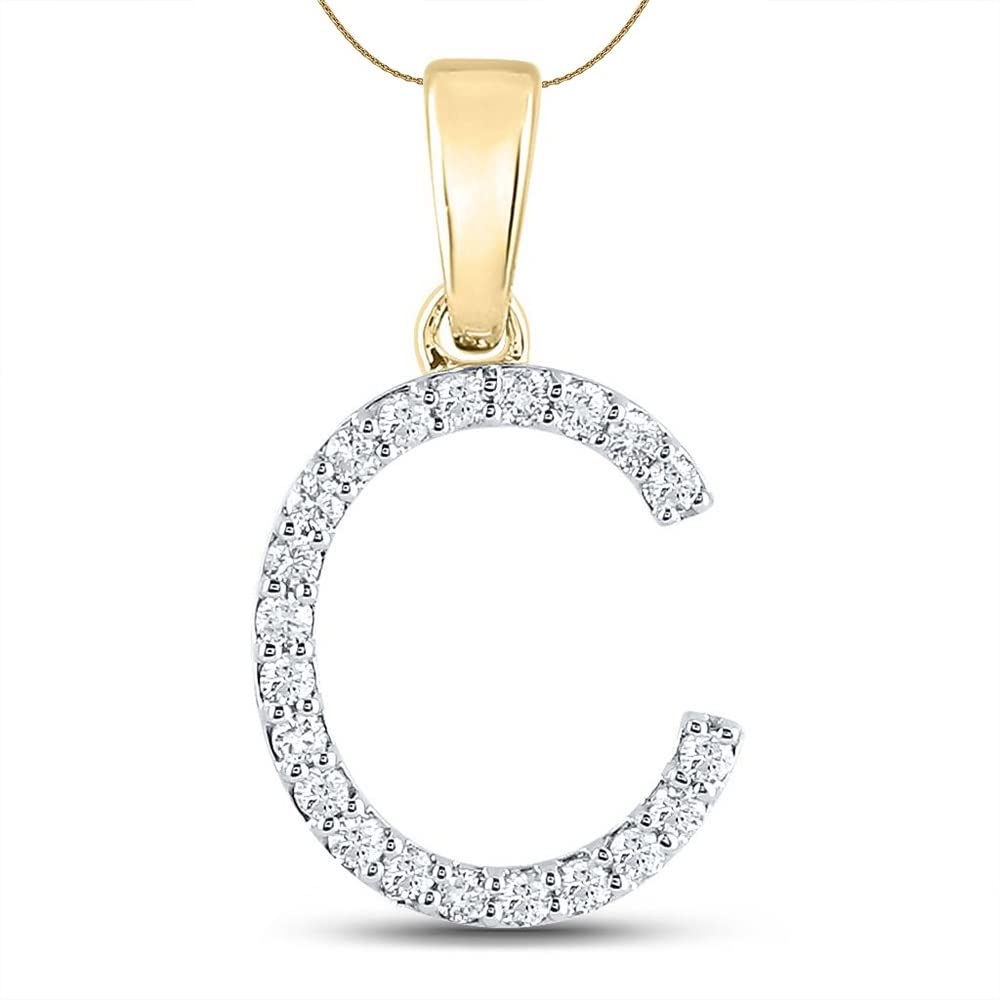 Diamond Initial Necklace for Women - Personalized A to Z Letter Pendant in 10K Yellow Gold with 18