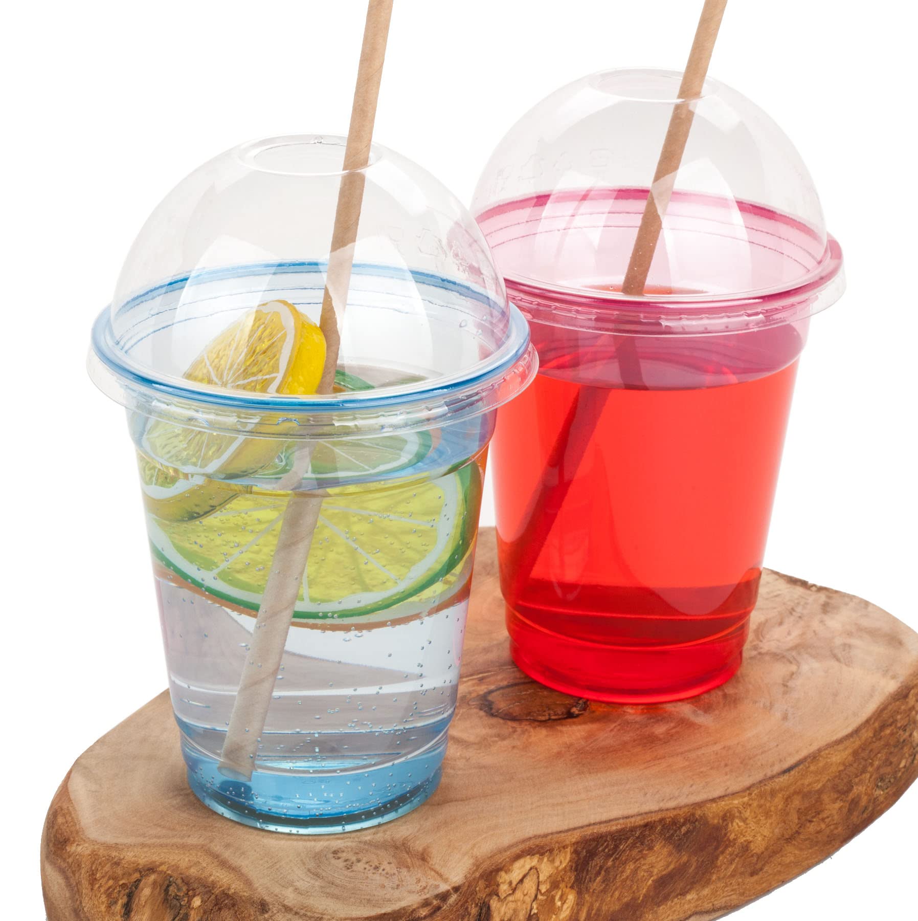 Golden Apple 12oz Color Cups Set - 30 Blue Plastic Cups with Clear Dome Lids (BPA Free) - Perfect for Parties, Picnics & Outdoor Events