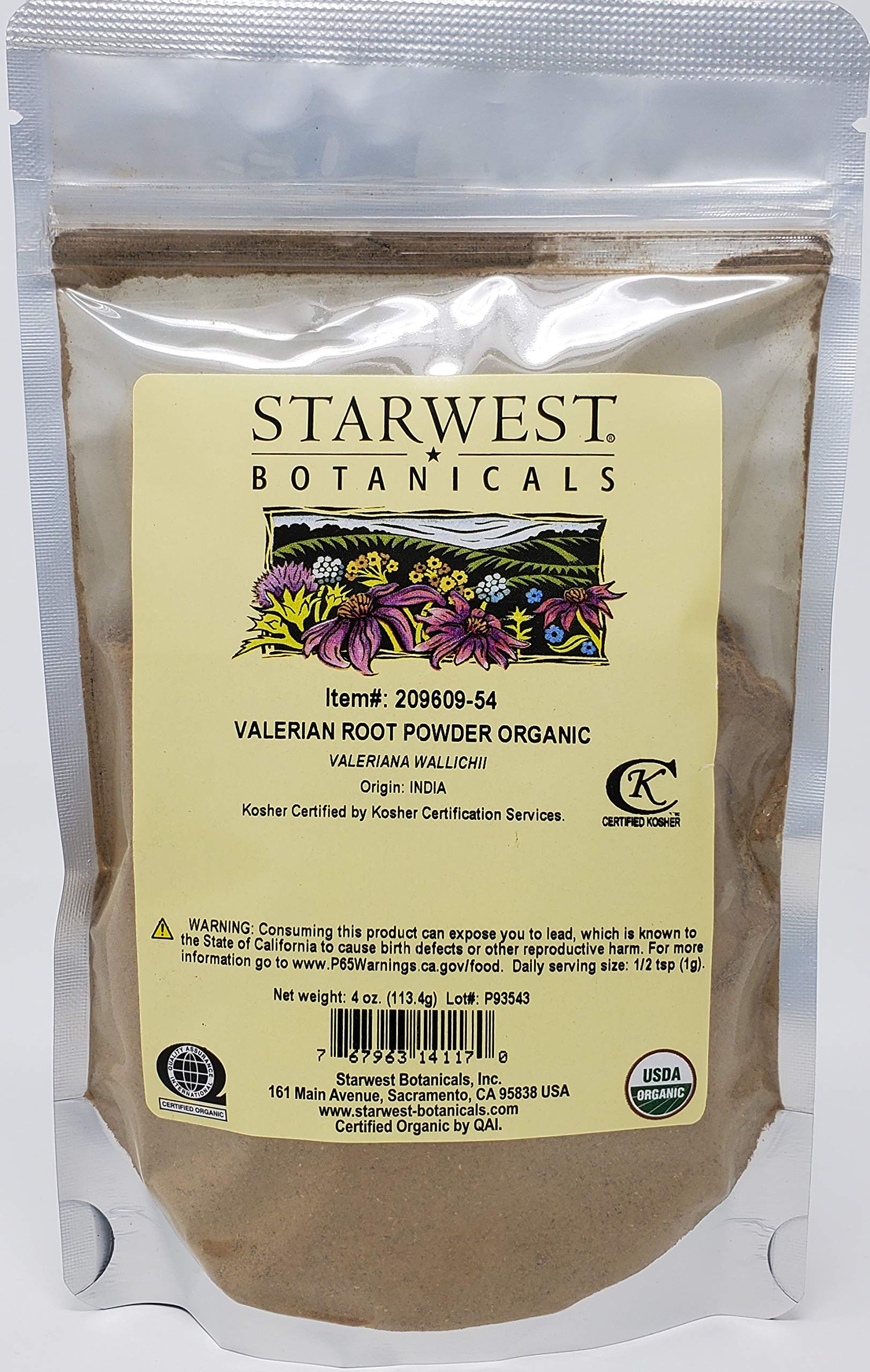Organic Valerian Root Powder by Starwest Botanicals - 4oz | Natural Sleep Aid & Stress Relief | Perfect for Teas, Smoothies & Herbal Remedies